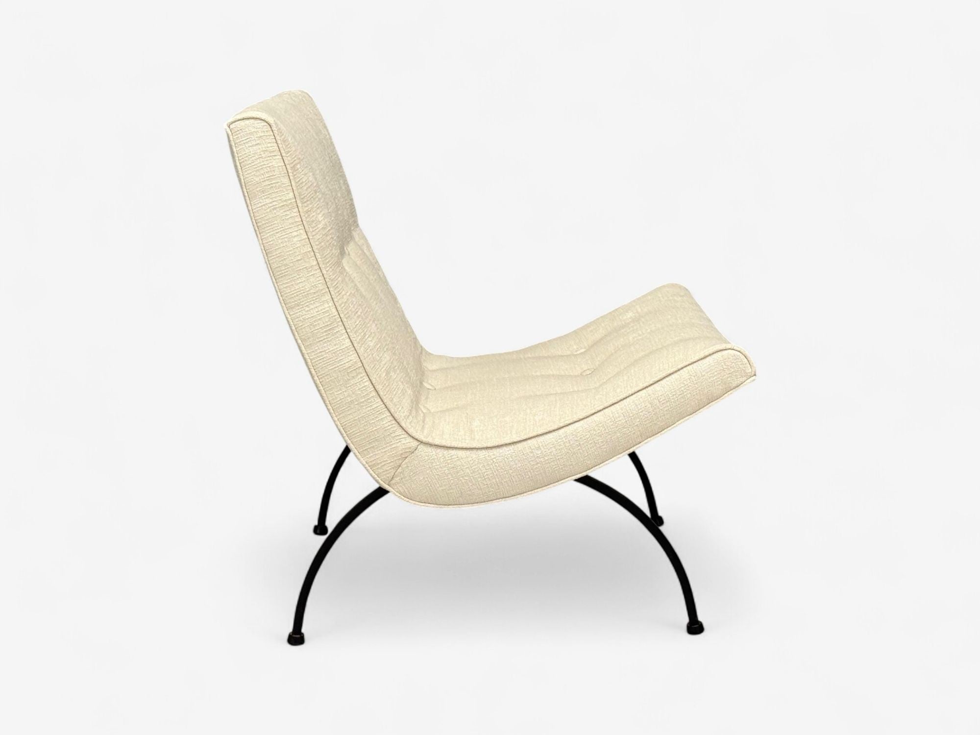 Milo Baughman, Iron, Fabric, Scoop Chair, USA, 1950s