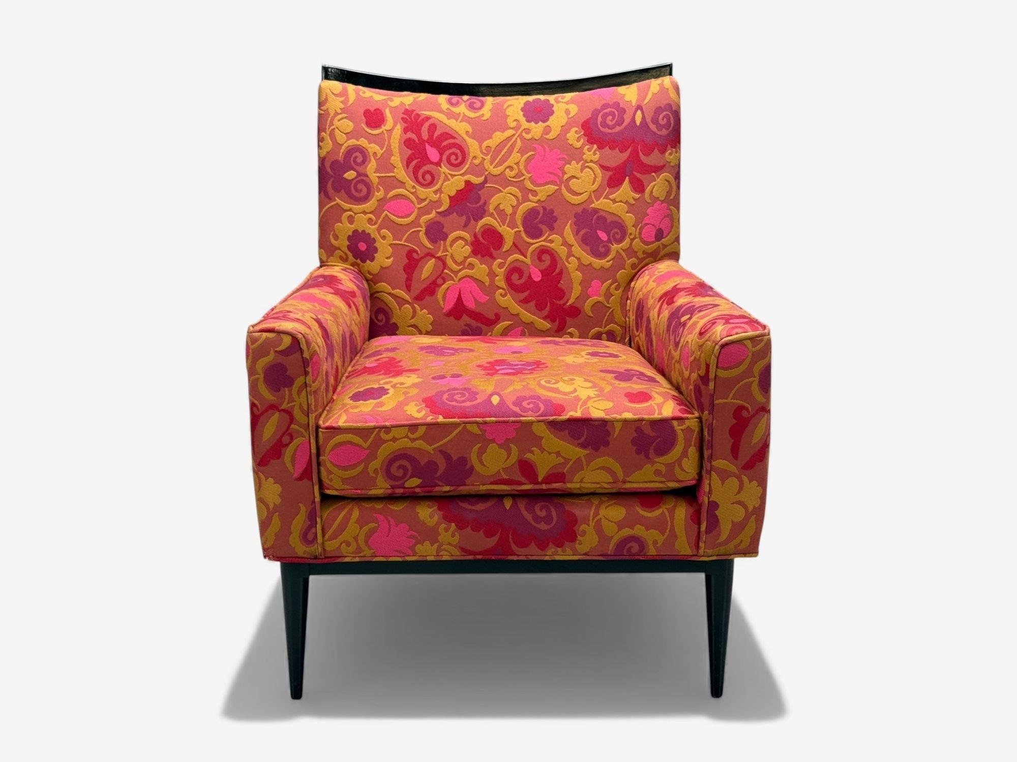 Paul McCobb, Ebonized Wood, Fabric, Lounge Chairs, USA, 1950s