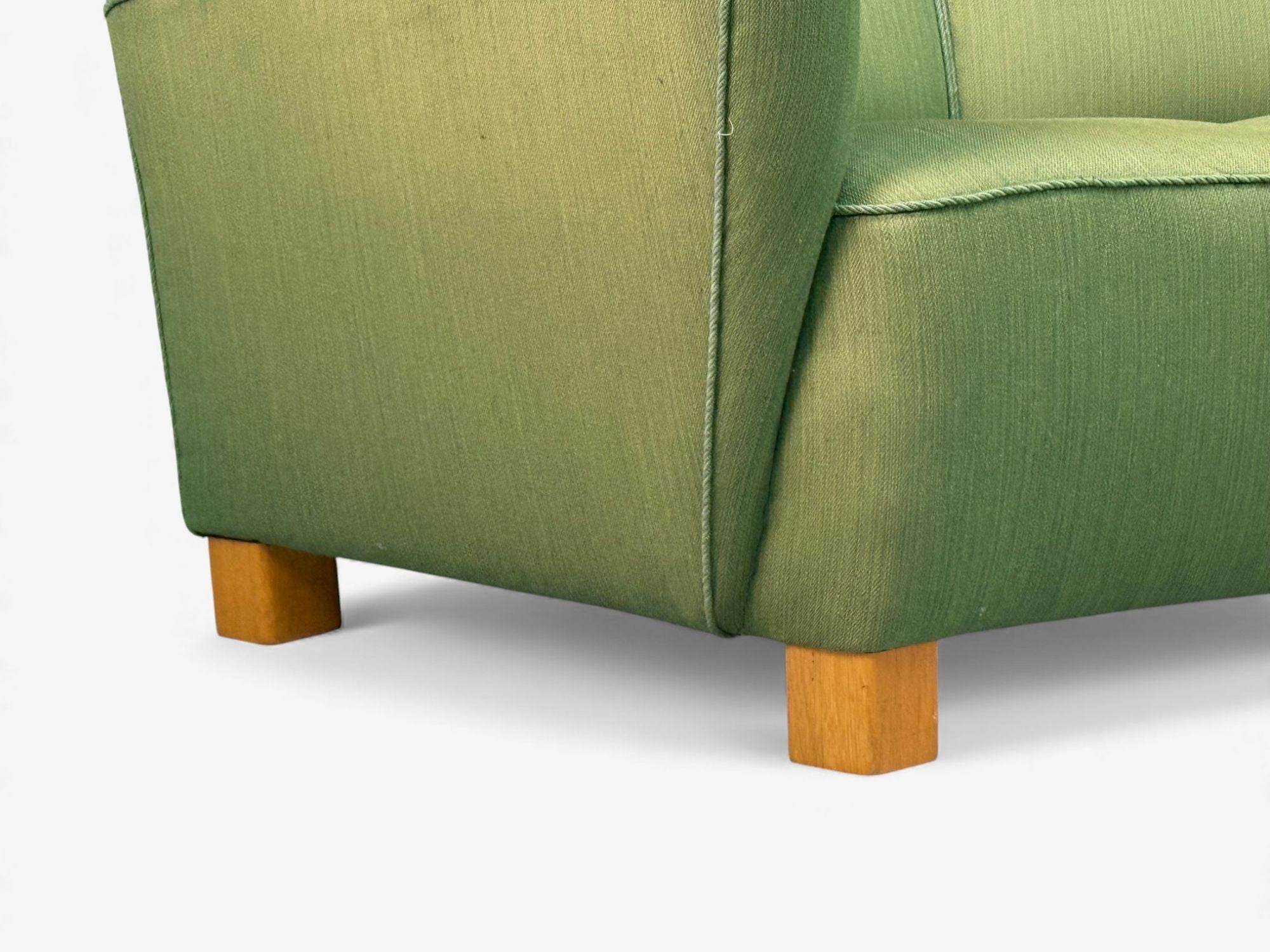 Danish Cabinetmaker, Fabric, Wood, Monumental Banana Sofa, Denmark, 1960s