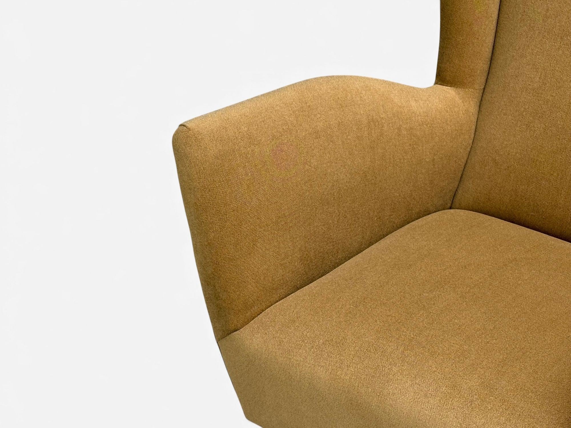 ISA Bergamo, Camel Velvet, Bronze, Wingback Chairs, Italy, 1950s