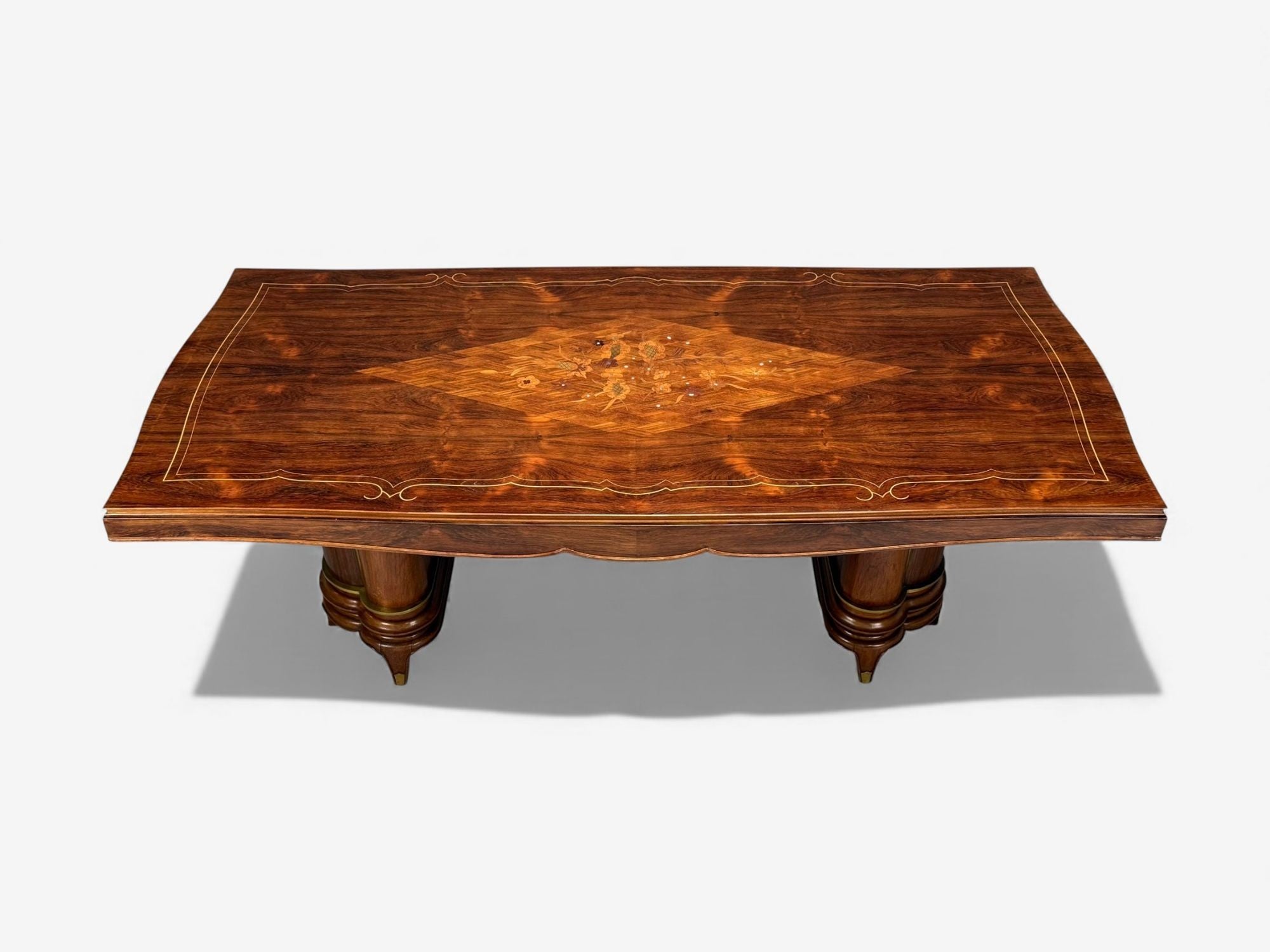 Jules Leleu, French Art Deco, Rosewood, Abalone, Rare Dining Table, France, 1930s