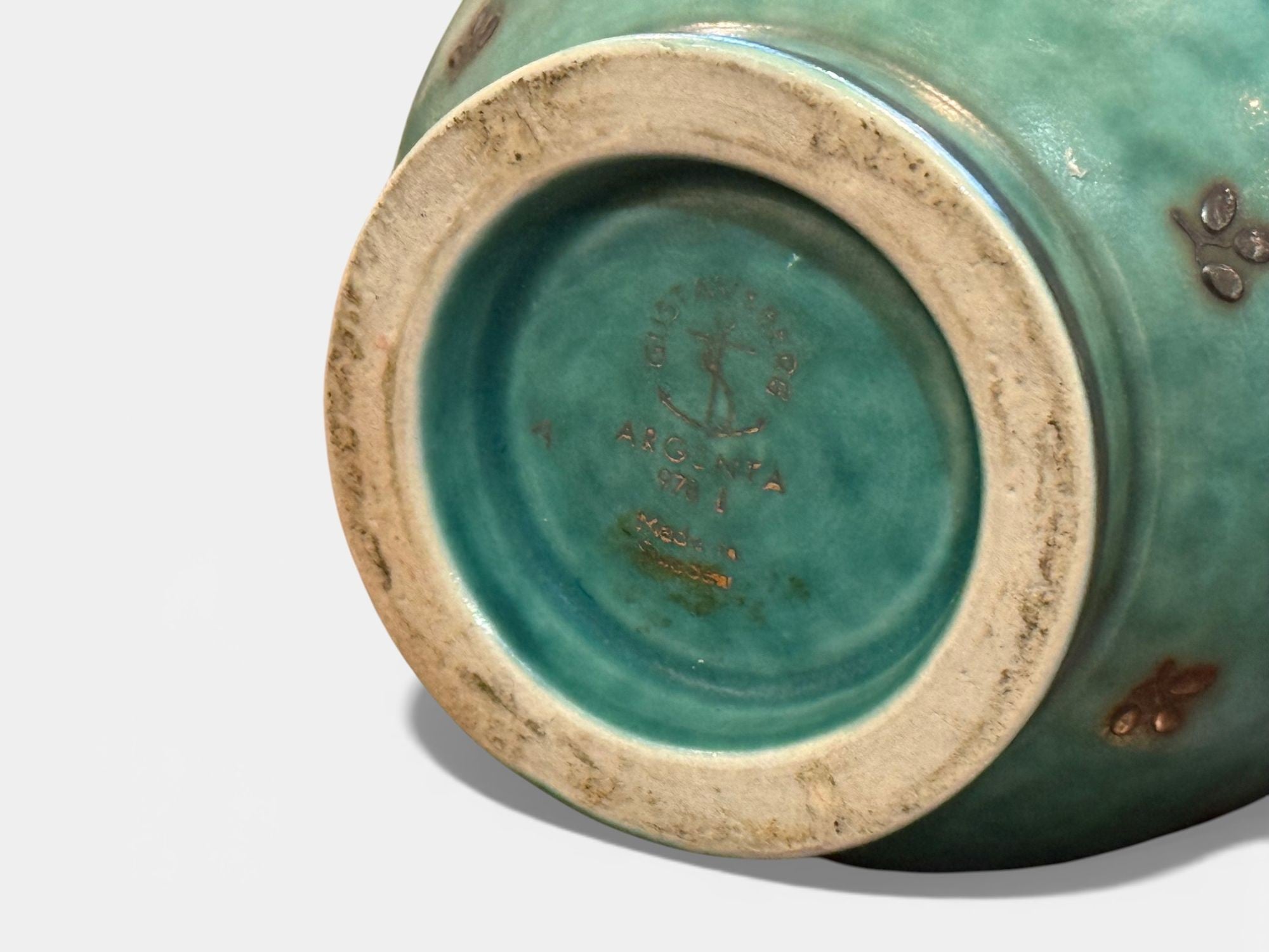 Wilhelm Kage, Green Ceramic, Argenta Vase, Sweden, 1930s