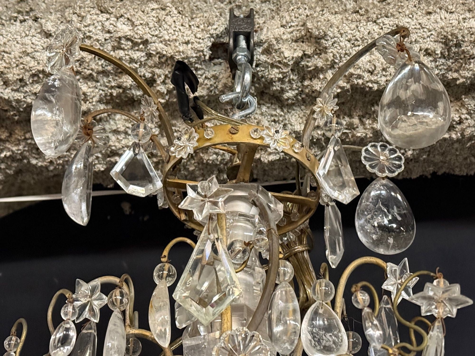 Louis XVI Style, Bronze, Rock Crystal, 12 Light Chandelier, France, 19th c.