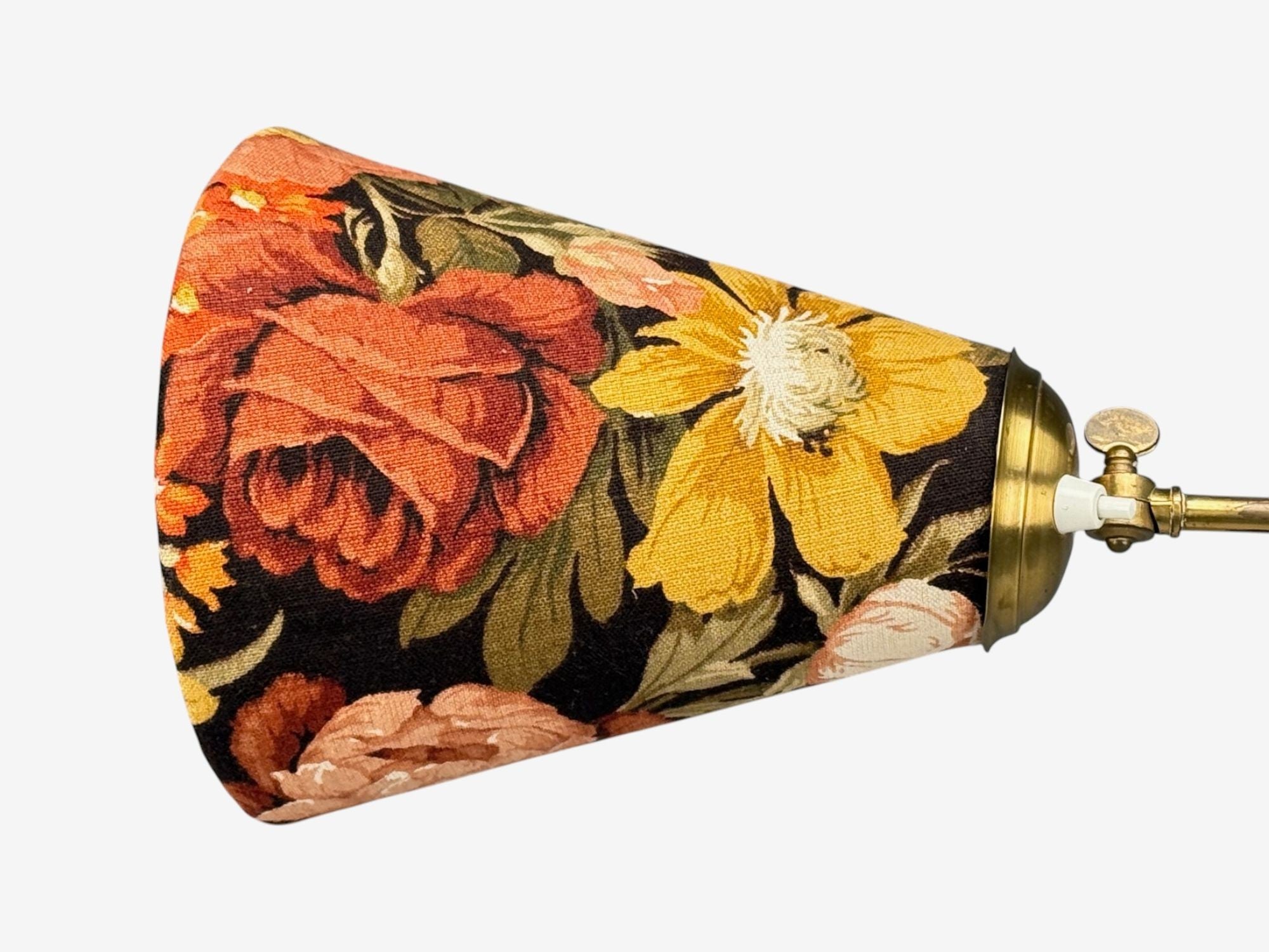 Corona Belysning, Floor Lamp, Wood, Brass, Fabric, Sweden, 1940s