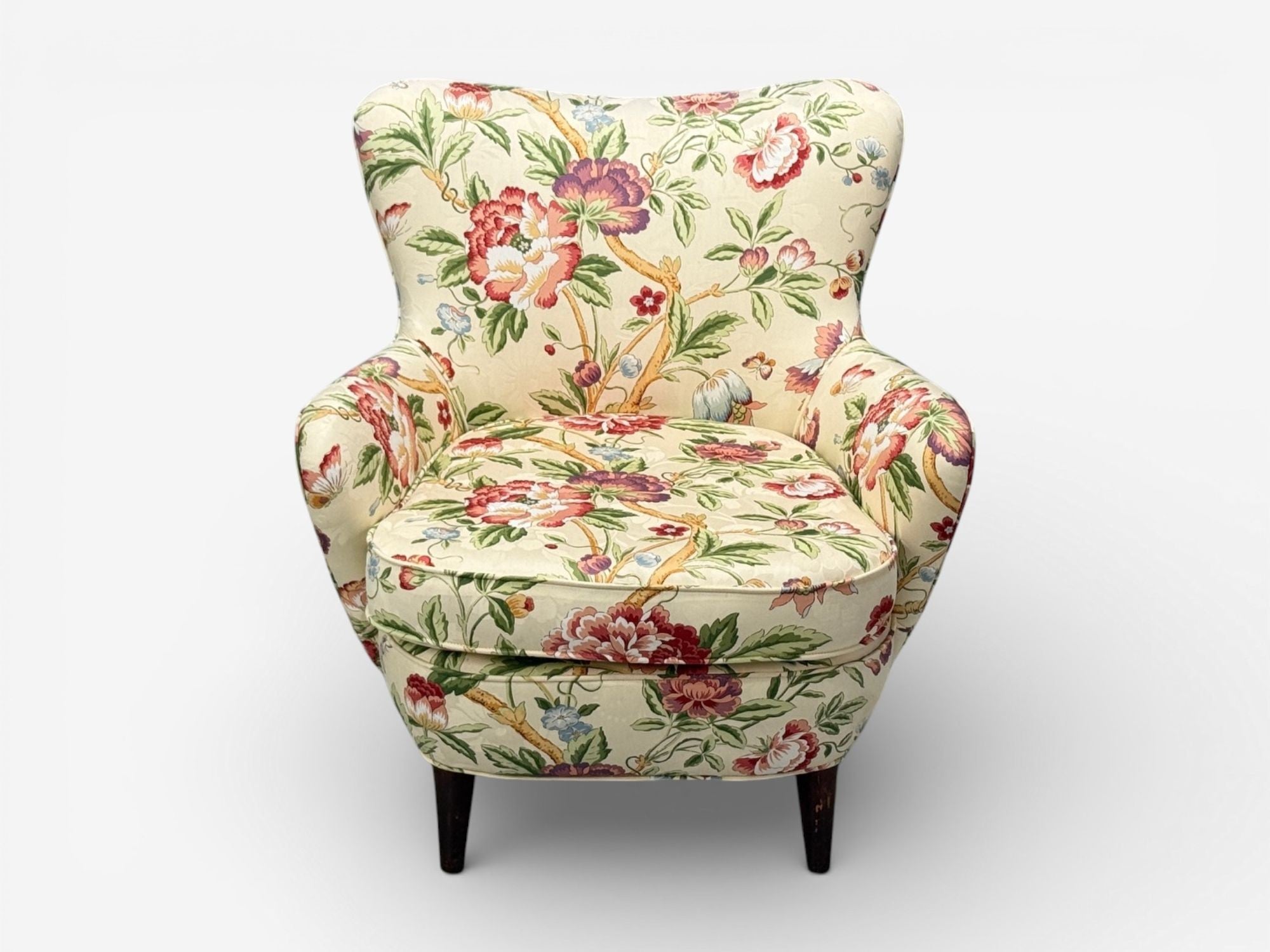 Ernst Schwadron Style, Mahogany, Fabric, Organic Lounge Chairs, USA, 1960s