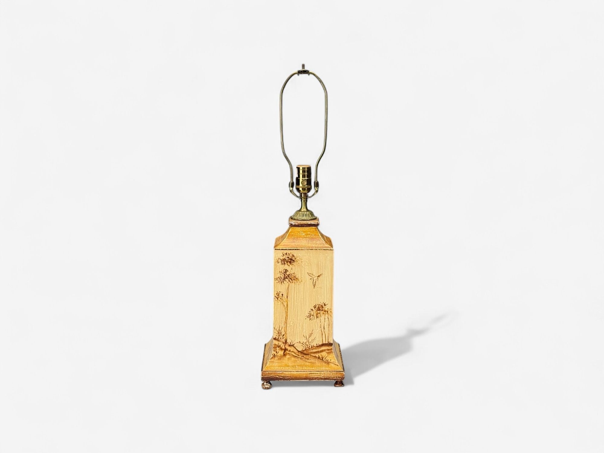 Chinoiserie, Painted Wood, Brass, Table Lamp, USA, 1960s