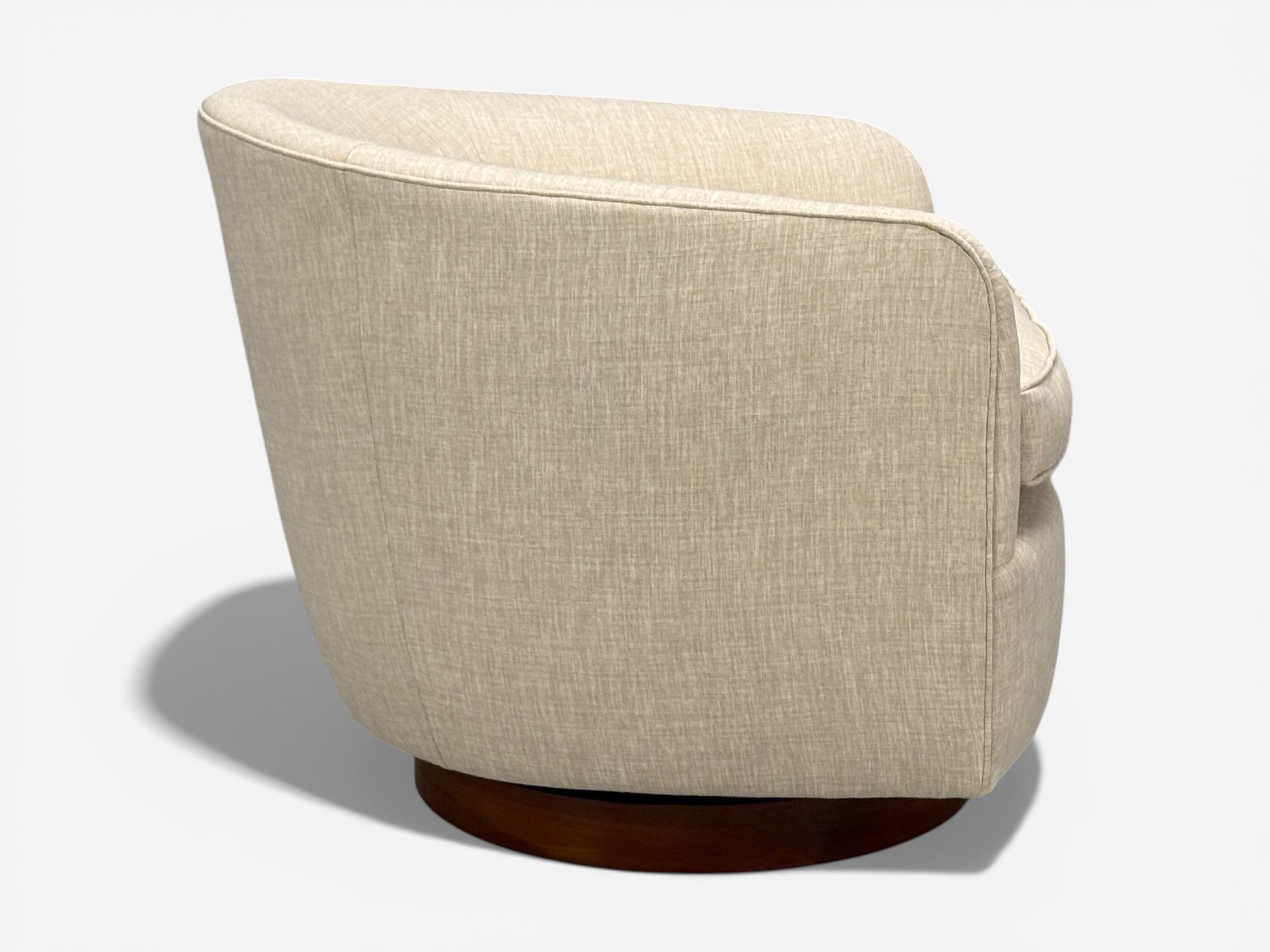 Milo Baughman, Swivel Chairs, Beige Upholstery, Walnut, USA, 1970s