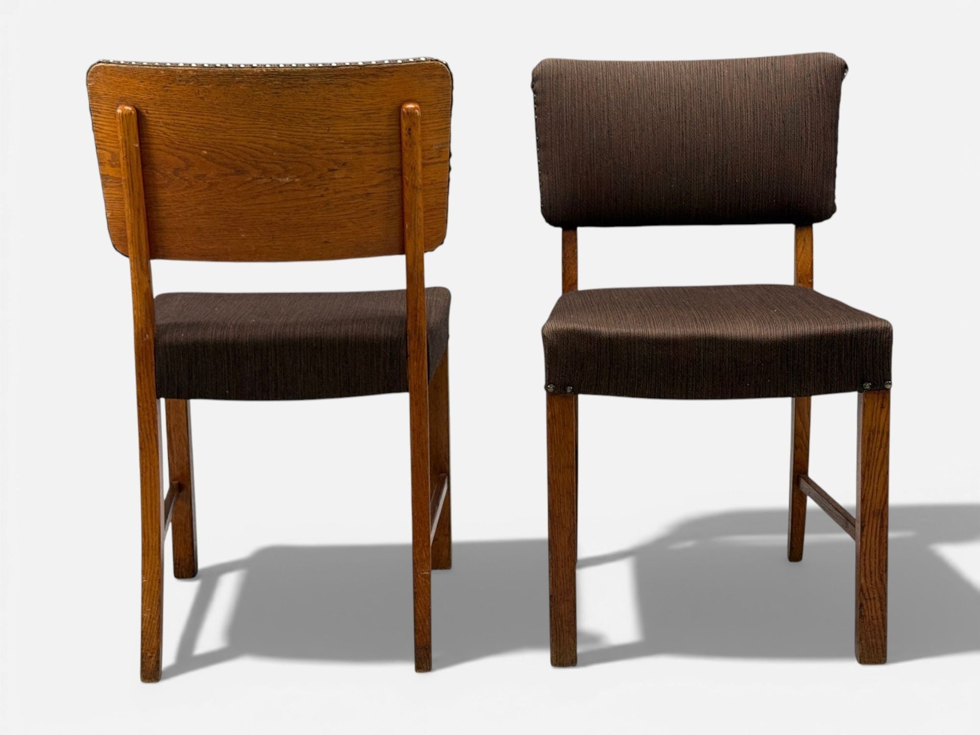 Fritz Hansen, Six Dining Chairs, Oak, Wool, Denmark, 1930s