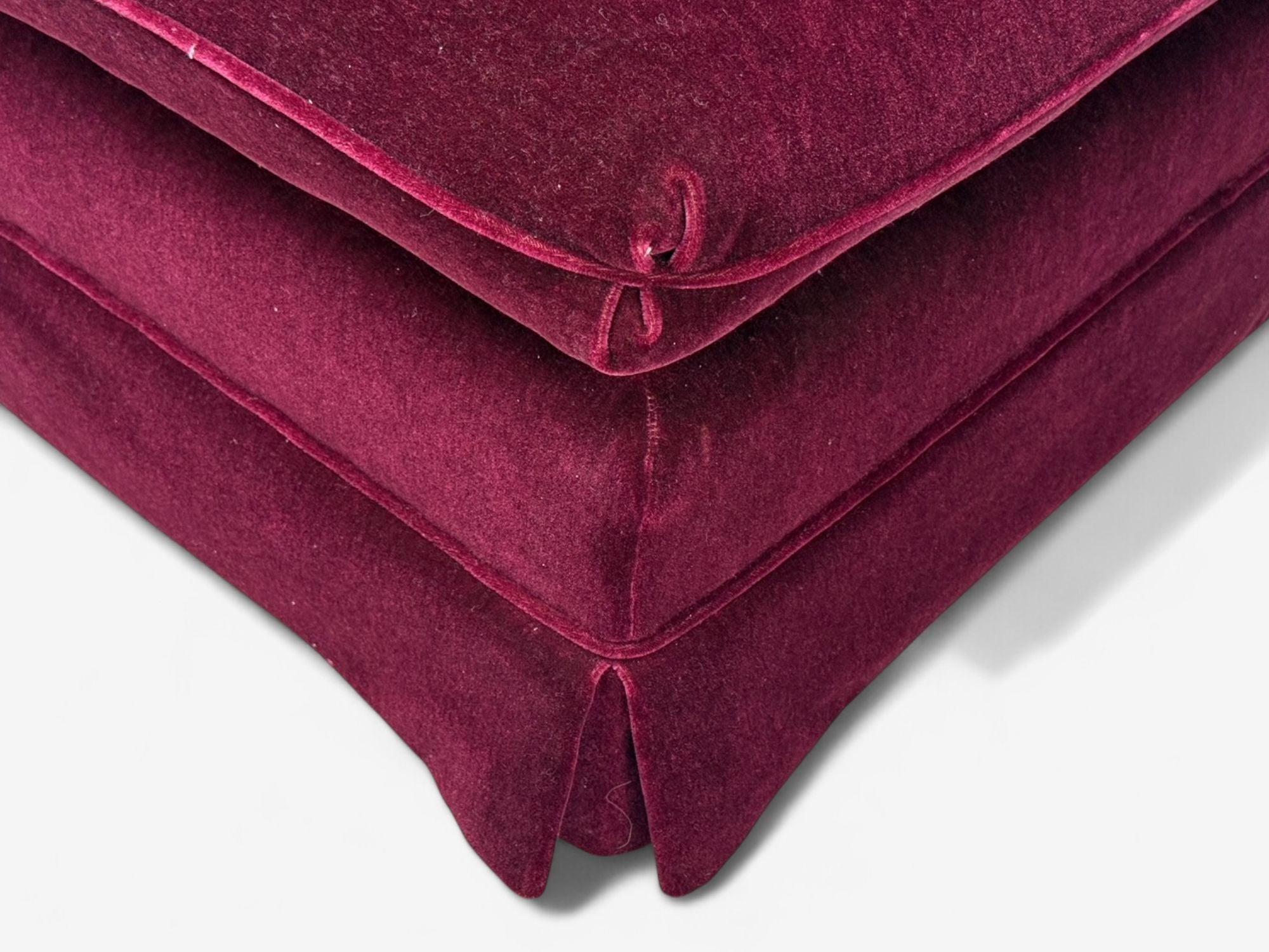 Traditional, Aubergene Mohair, Rolling Ottoman, England, 1970s