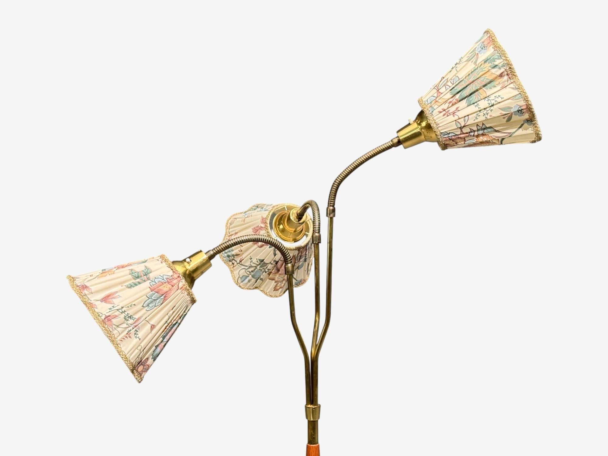 Swedish Modern, Adjustable Floor Lamp, Wood, Metal, Fabric, Sweden, 1950s