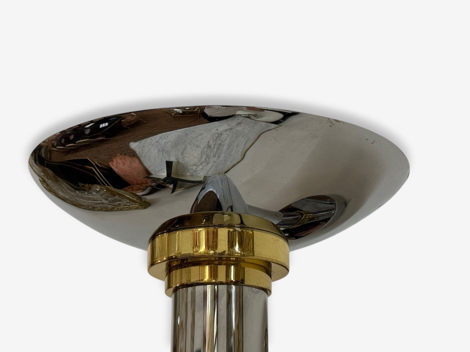 Karl Springer Style, Chrome, Brass, Large Wall Lights, USA, 1960s