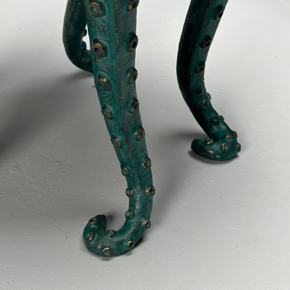 Modern, Octopus Footstools, Green Patinated Bronze, Grey Velvet