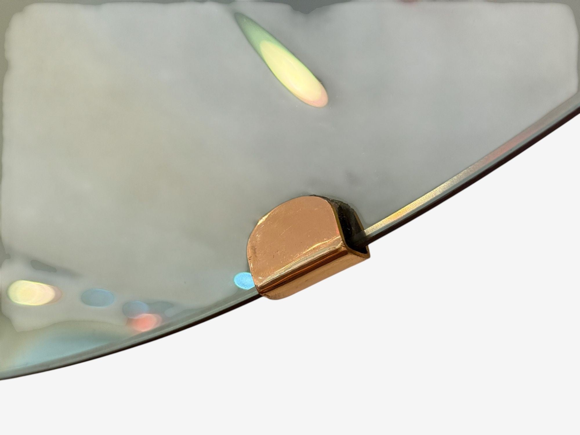 Contemporary, Concave Glass, Brass, Vintage Green Modern Space Age Wall Mirror