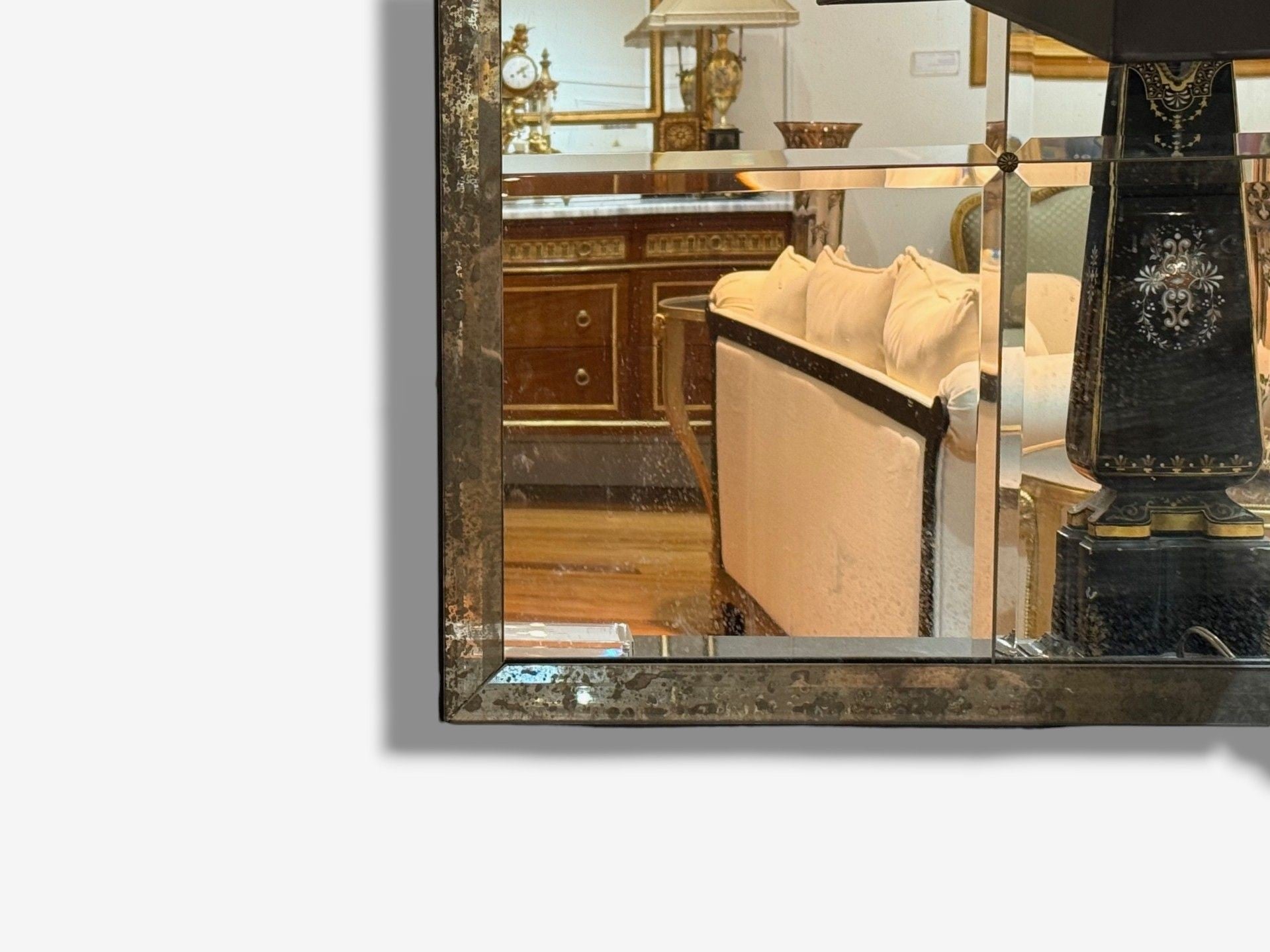Art Deco Style, Eglomise Glass, Beveled Mirror, Monumental Wall Mirrors, 1960s