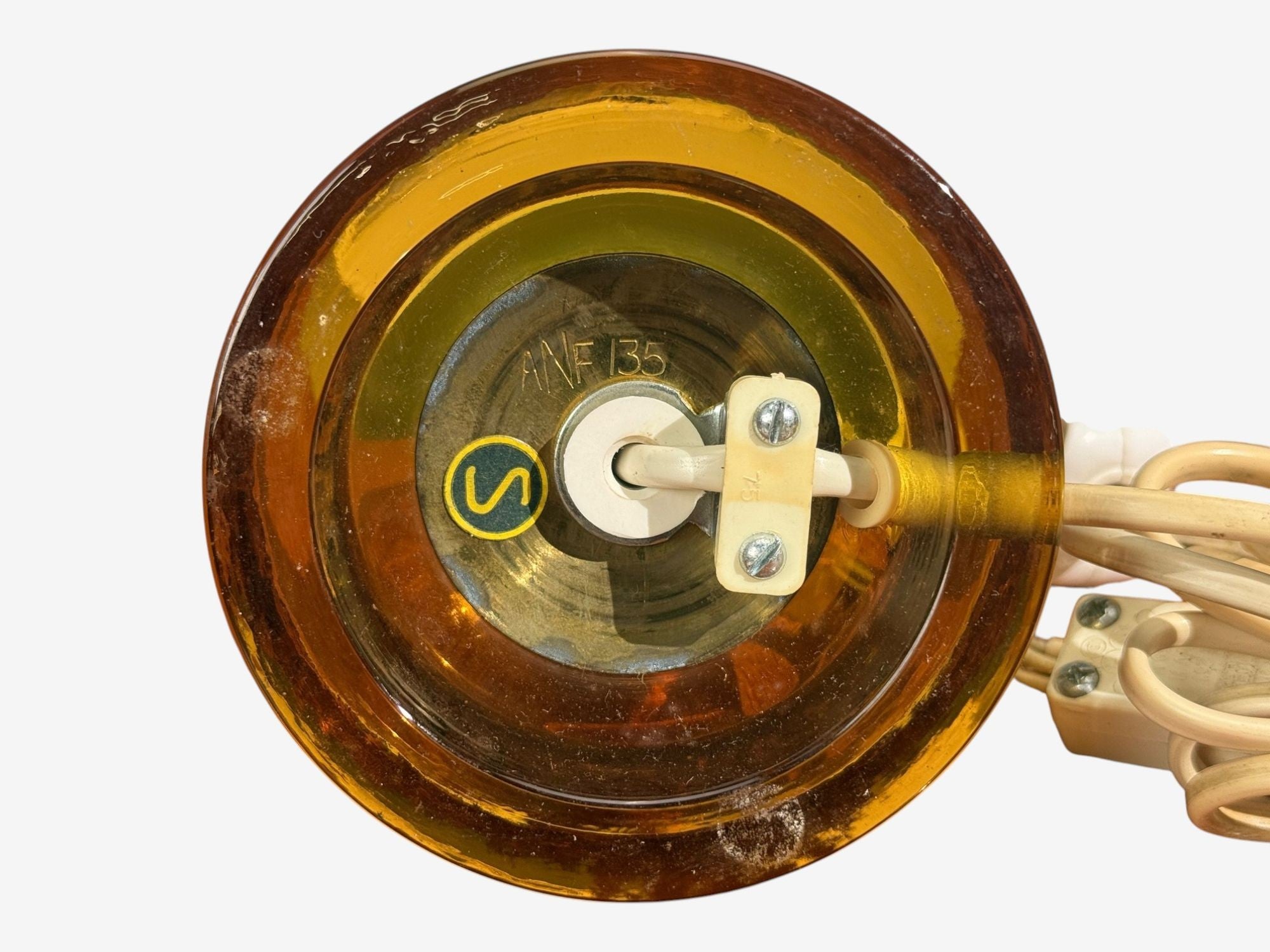 Nybro Armaturfabrik, Table Lamps, Amber Glass, Brass, Sweden, 1970s