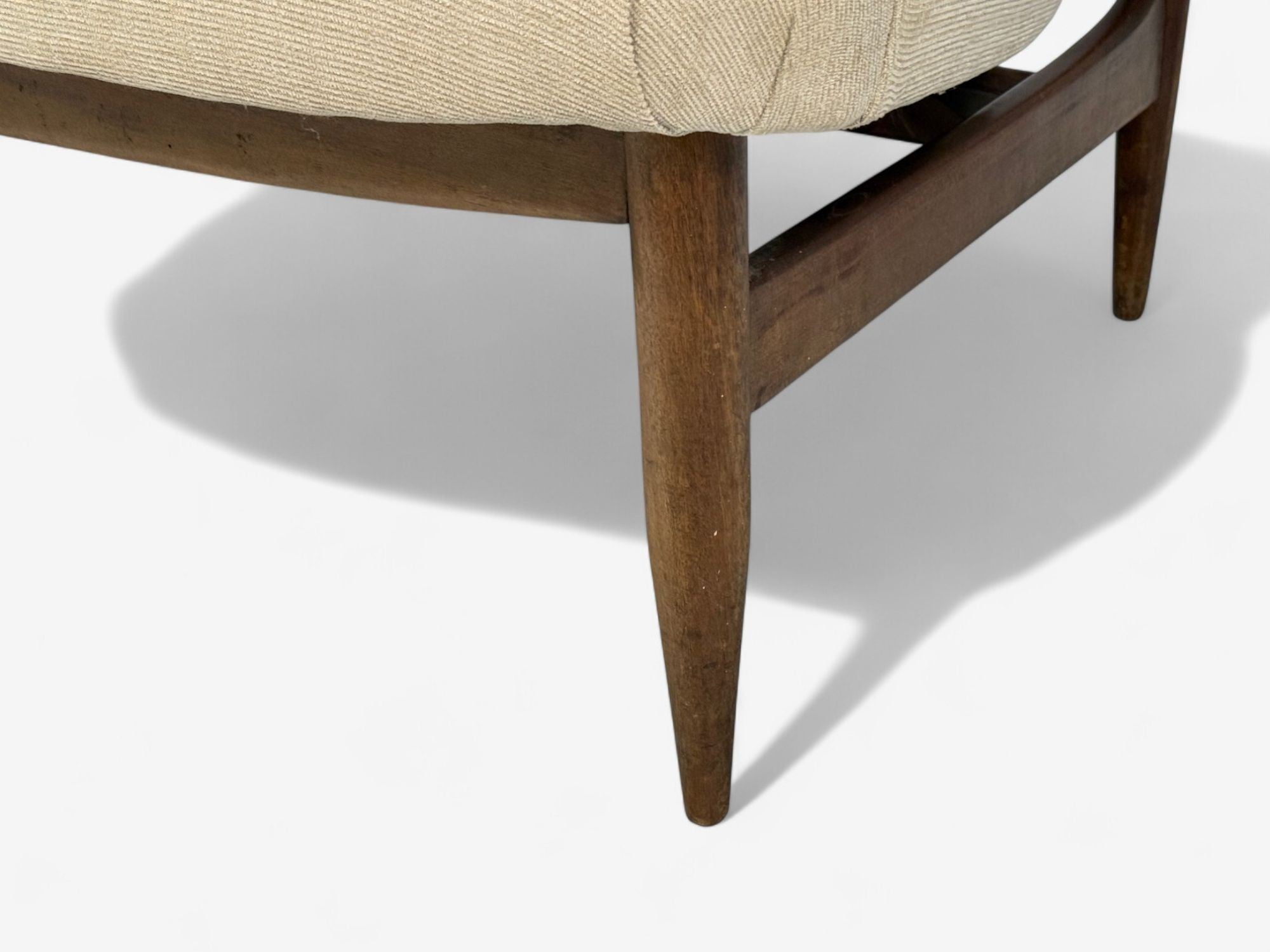 Finn Juhl Style, Danish Modern, Wood, Beige Fabric, Sofa, Denmark, 1950s
