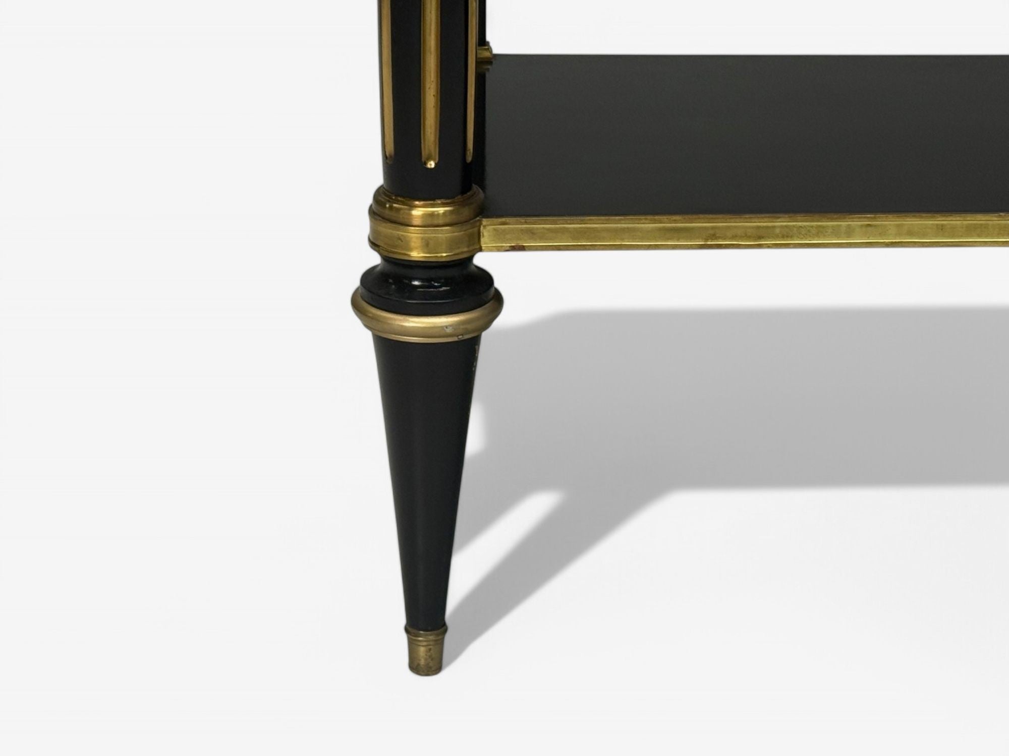 Hollywood Regency Style, Black Lacquer, Marble, Console Table, USA, 1960s