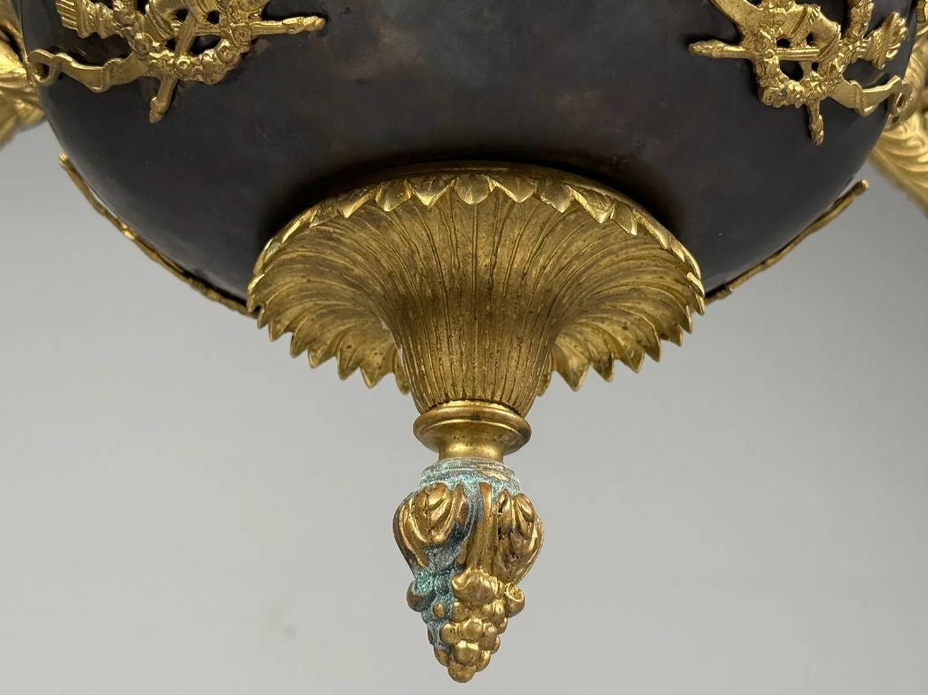 Federal Style, Chandelier, Bronze, Ebony, Europe, 1960s