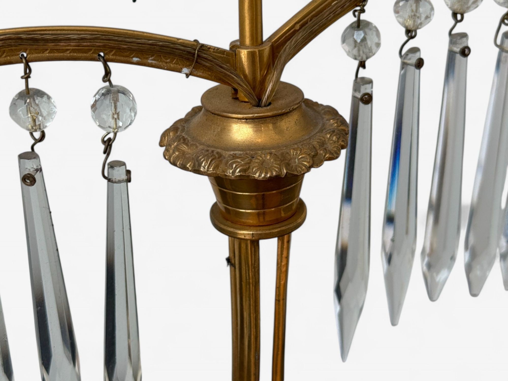 Russian Neoclassical, Dore Bronze, Crystal, Marble, Table Lamps, Russia, 19th c.