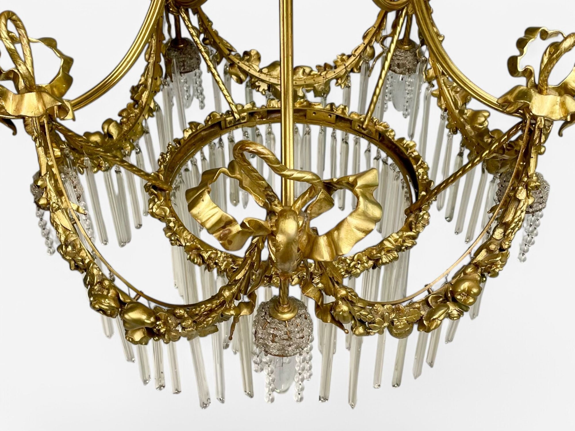 Louis XVI Style, Russian Neoclassical, Bronze, Crystal, Chandelier, France 1900s