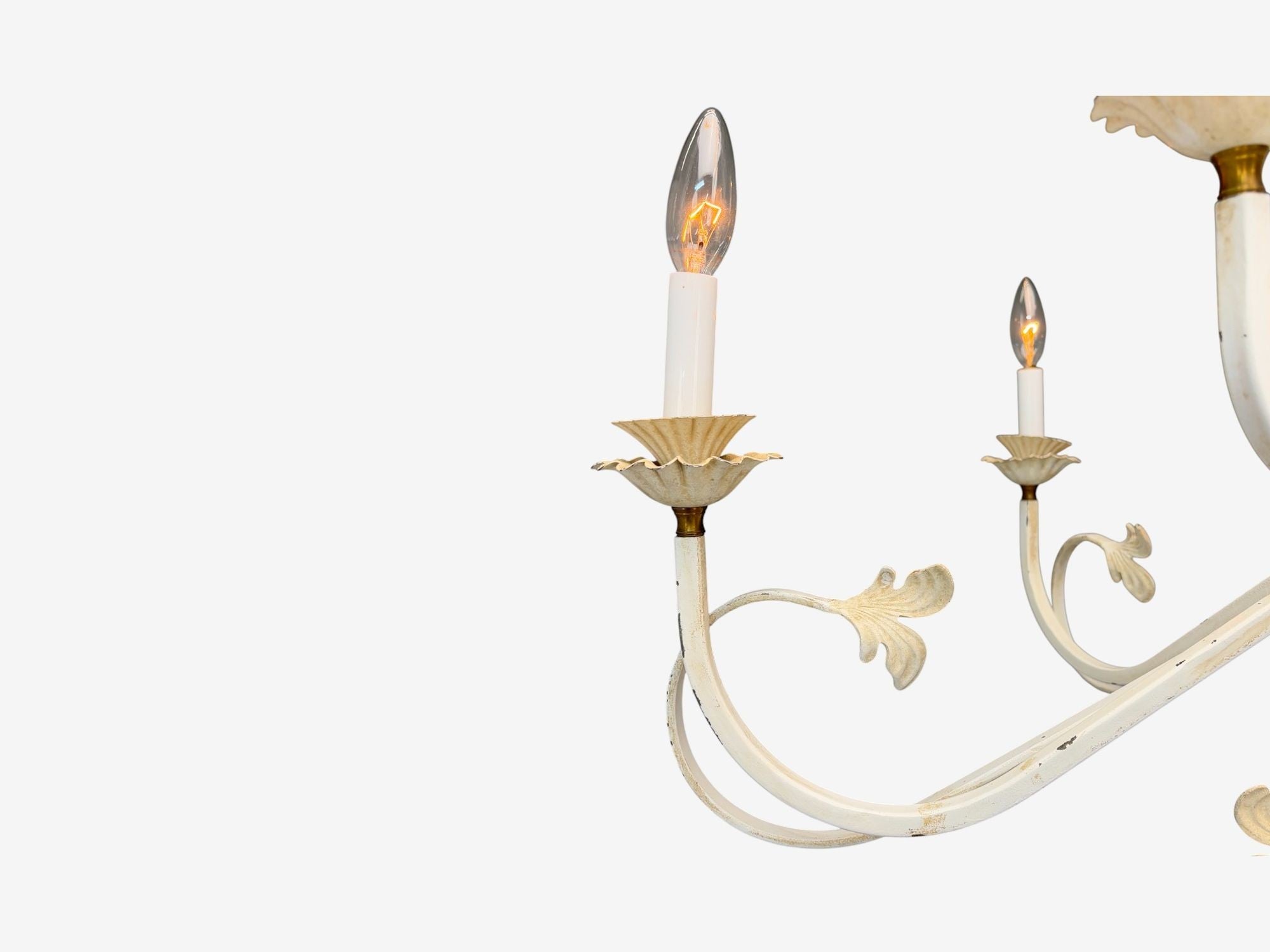 Mid Century Modern, White Painted Iron, Large Chandelier, USA, 1960s