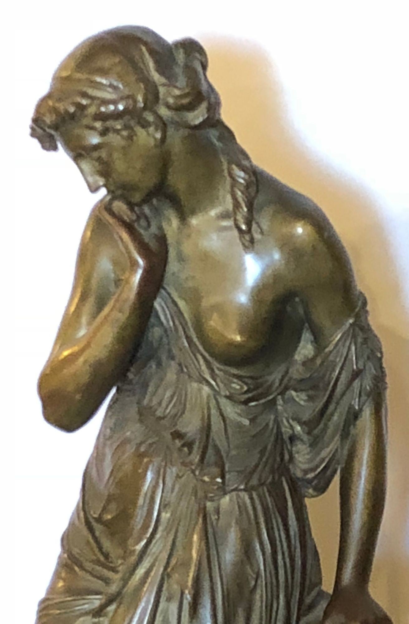 19th Century Bronze Sculpture of a Maiden in Neoclassical Form Signed E. Carlier