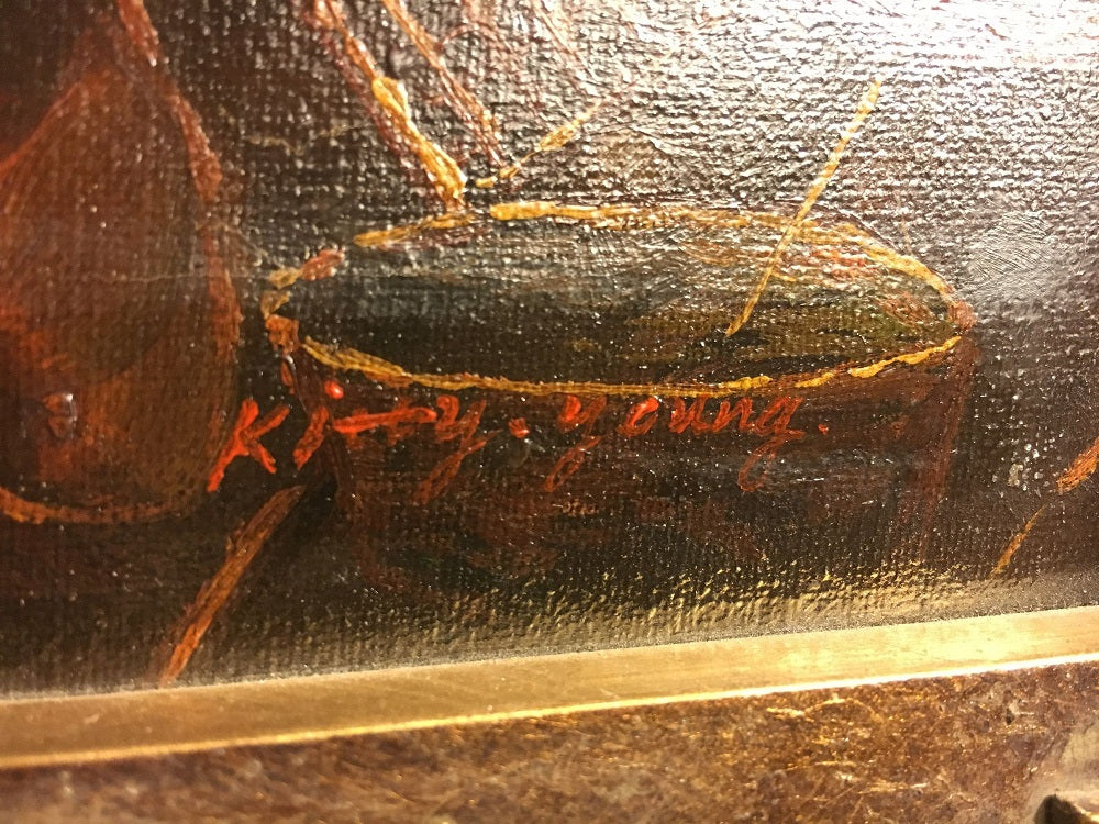 Oil on Canvas "City View" Sunset City Scene with Palace Signed Kitty Young