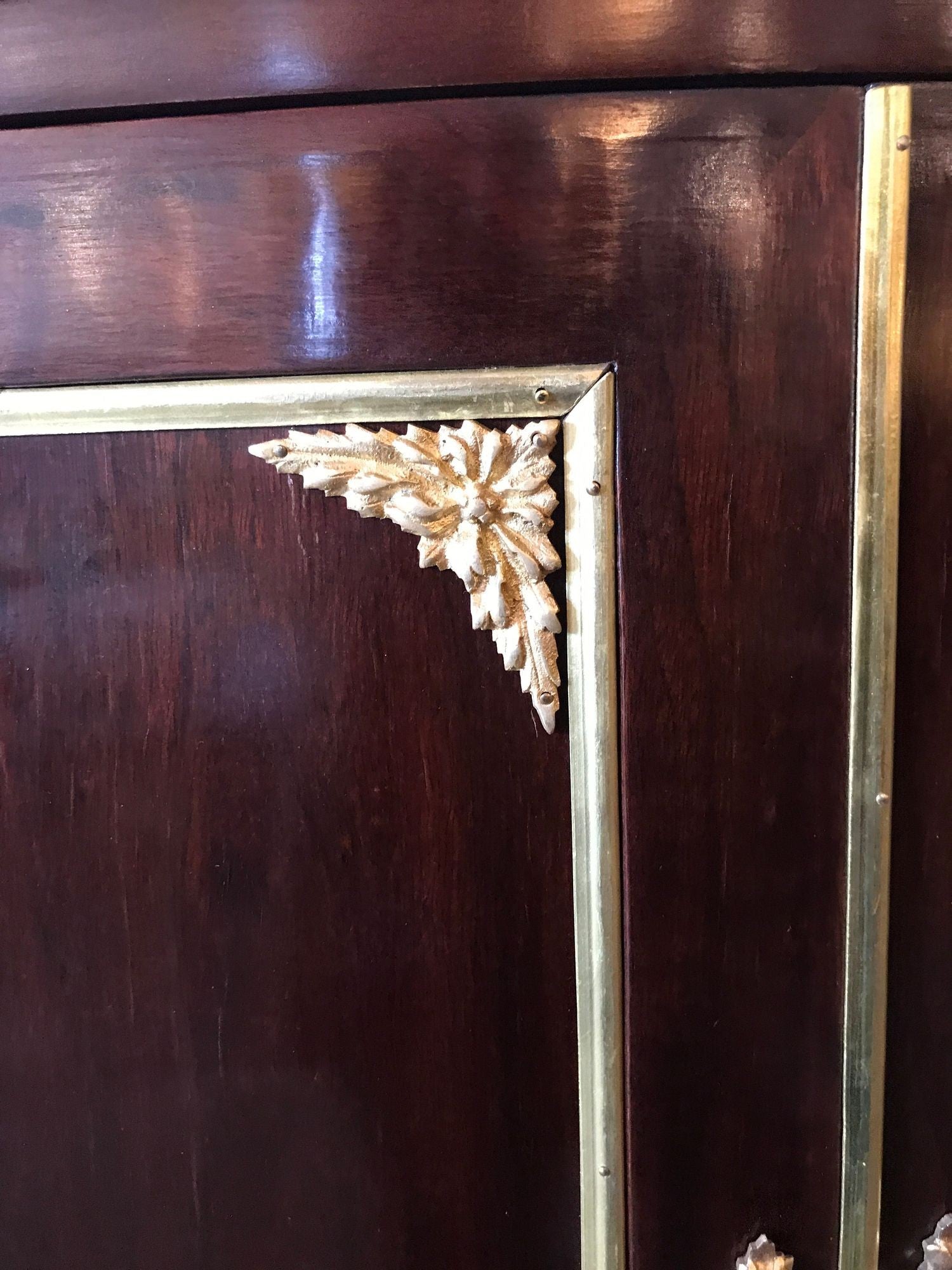 Pair of Jansen Style Double Door Marble-Top Bedside Cabinets or End Tables