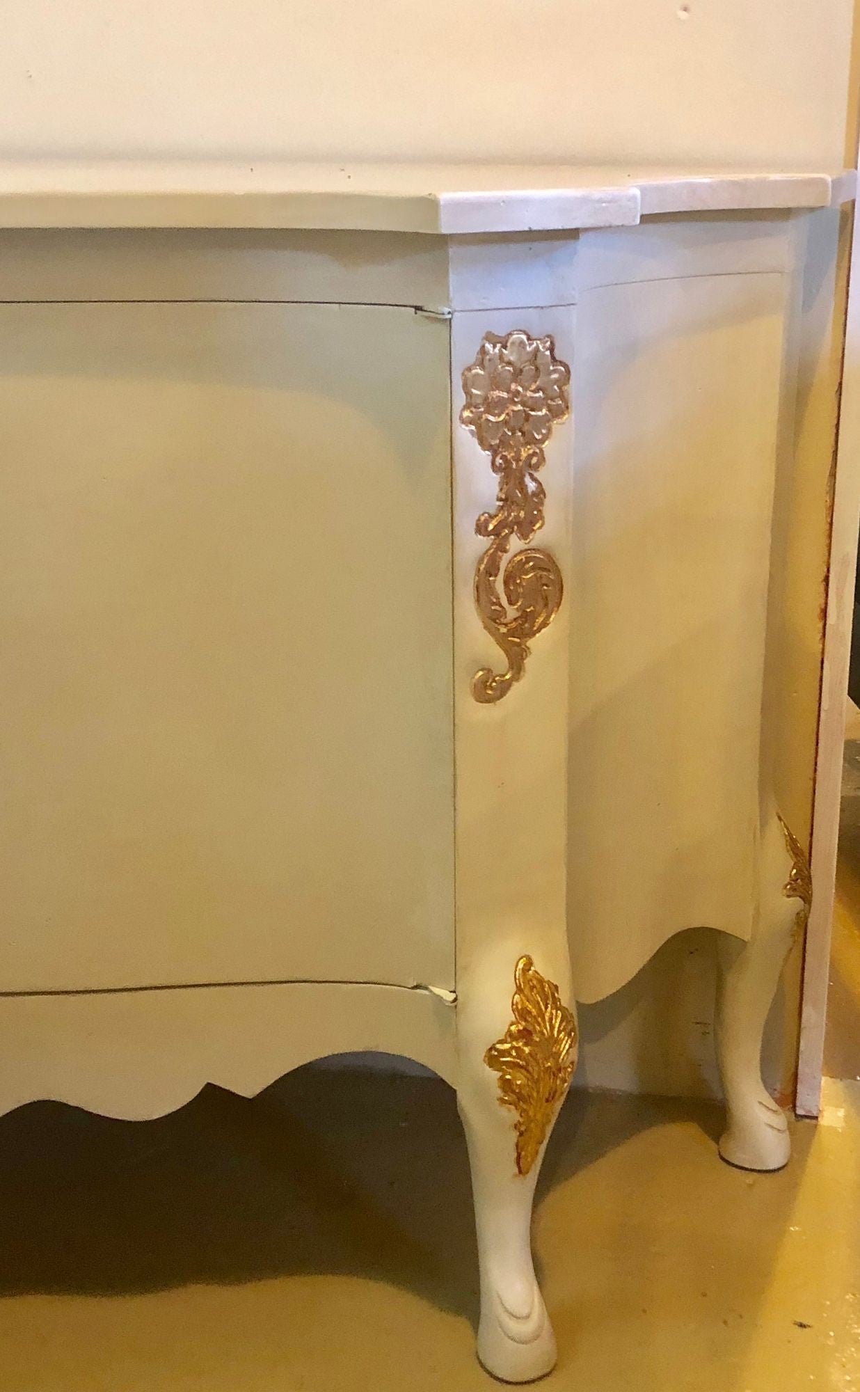 Louis XV Style Parcel-Gilt and Paint Decorated Two-Door Cabinet Server Sideboard