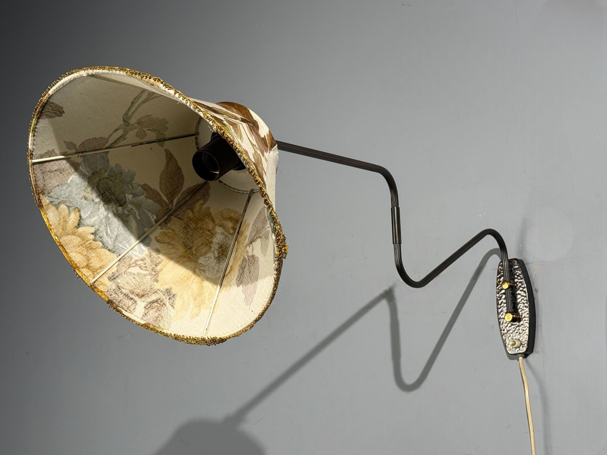 Swedish Modern, Adjustable Wall Light, Copper, Sweden, 1970s