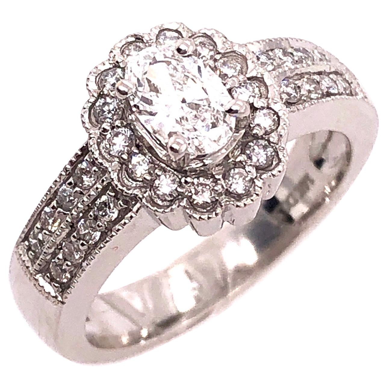 14 Karat White Gold Contemporary Ring with Diamonds Engagement 1.00 Total Diamond Weight