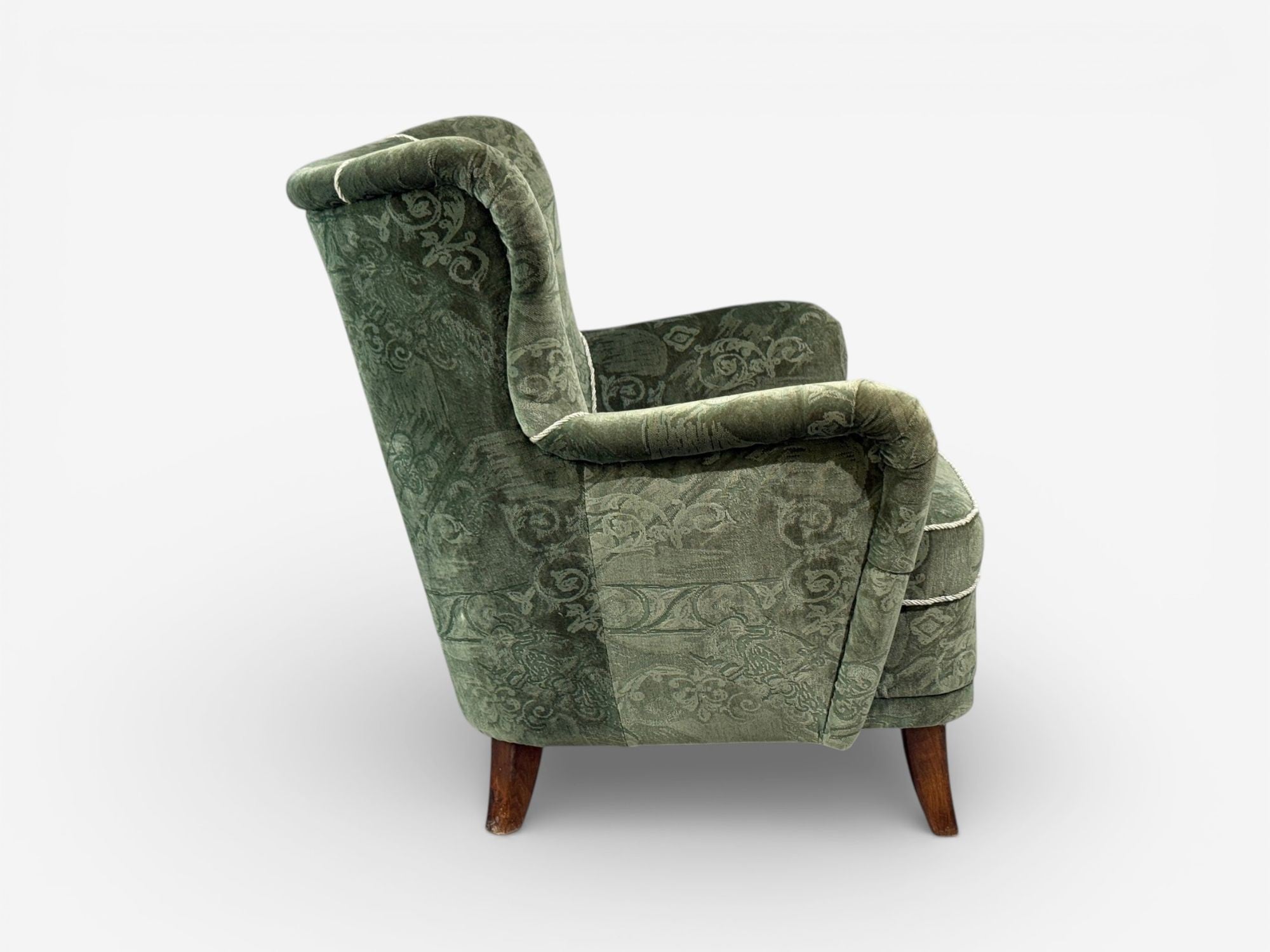 Ilmari Lappalainen, Lounge Chairs, Beech, Green Fabric, Finland, 1950s