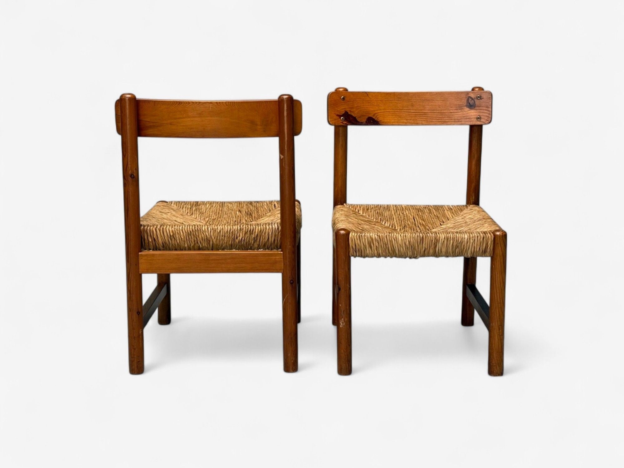 French Modern, Ash, Straw, Occasional Chairs, France, 1960s