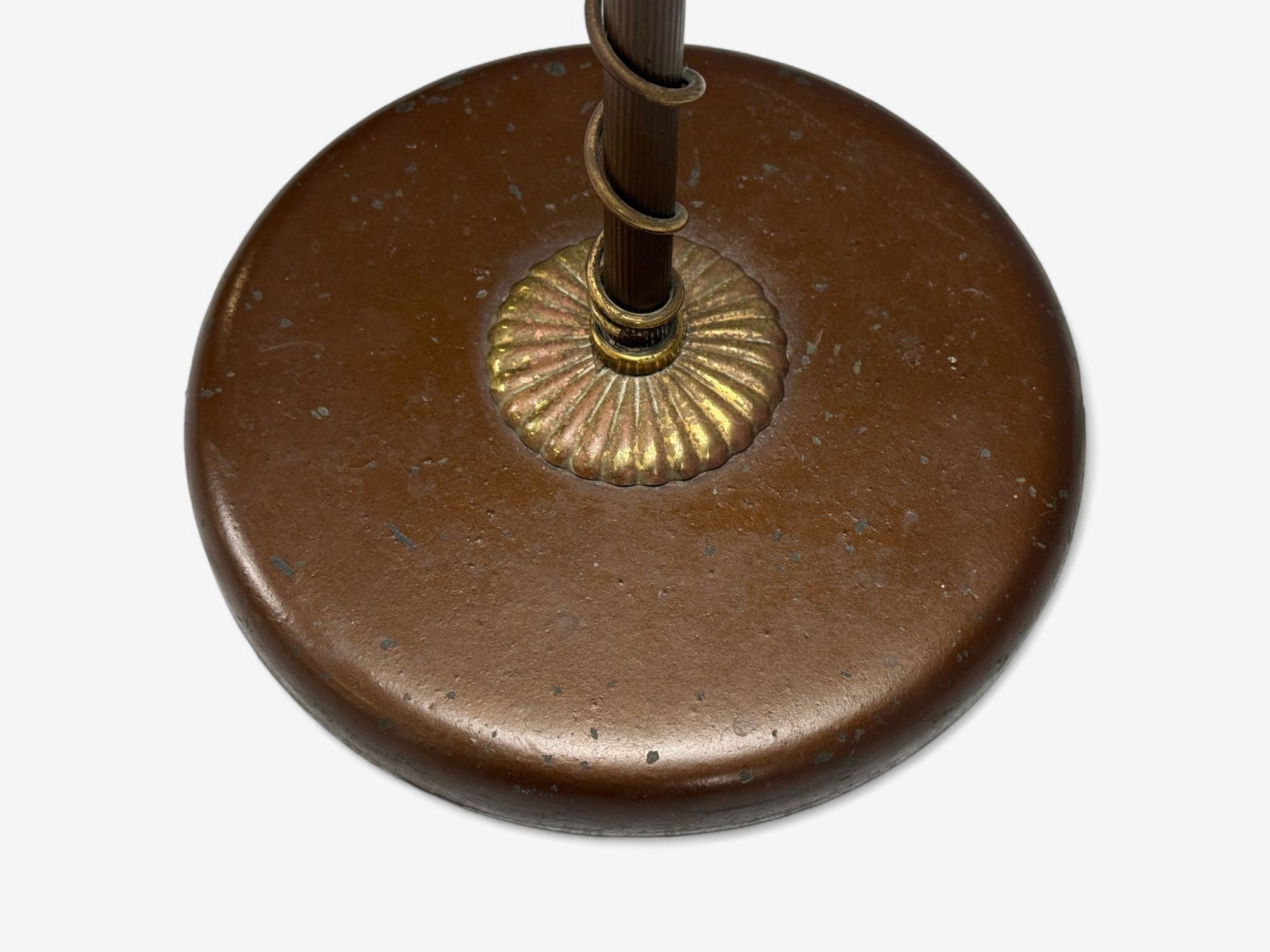 Swedish Modern, Brass, Fabric, Floor Lamp, Sweden, 1950s