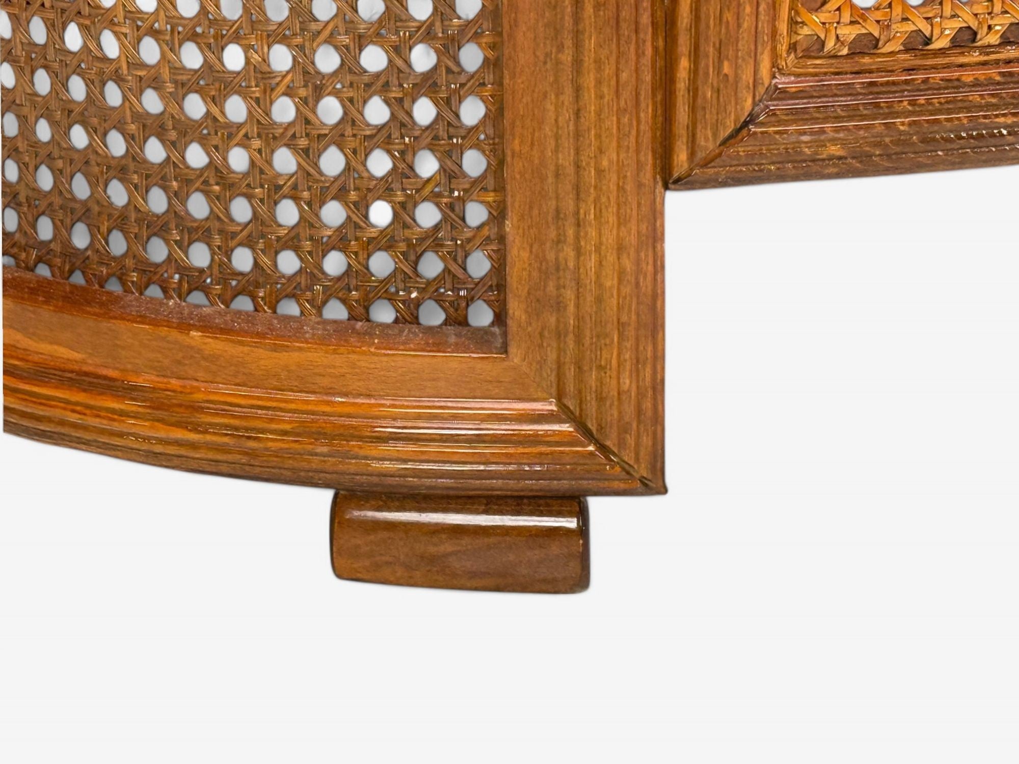 Traditional, Cane, Walnut, Barrel Back Armchair, USA, 1980s