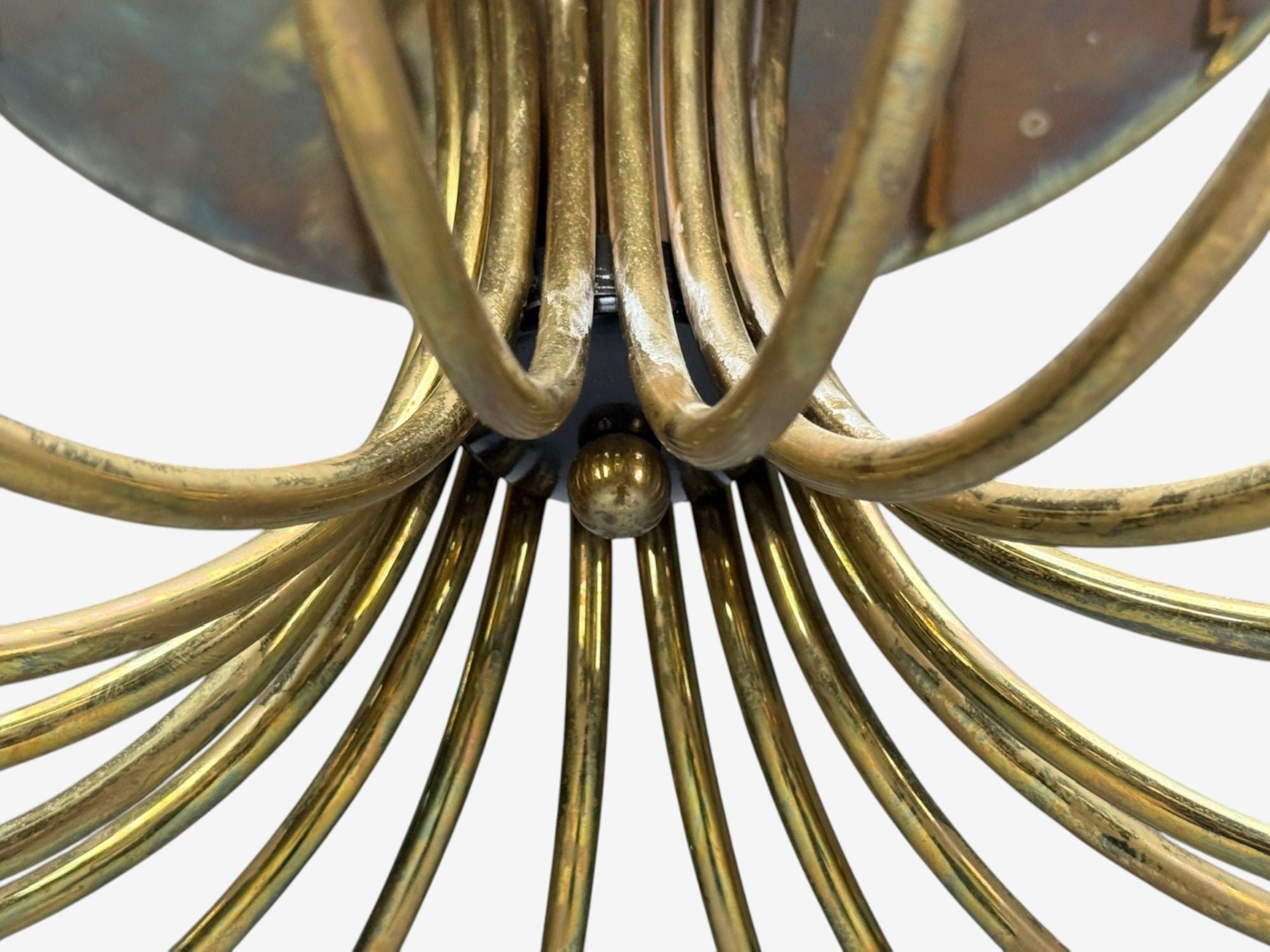 Italian Modern, Enameled Metal, Brass, Chandelier, Italy, 1960s