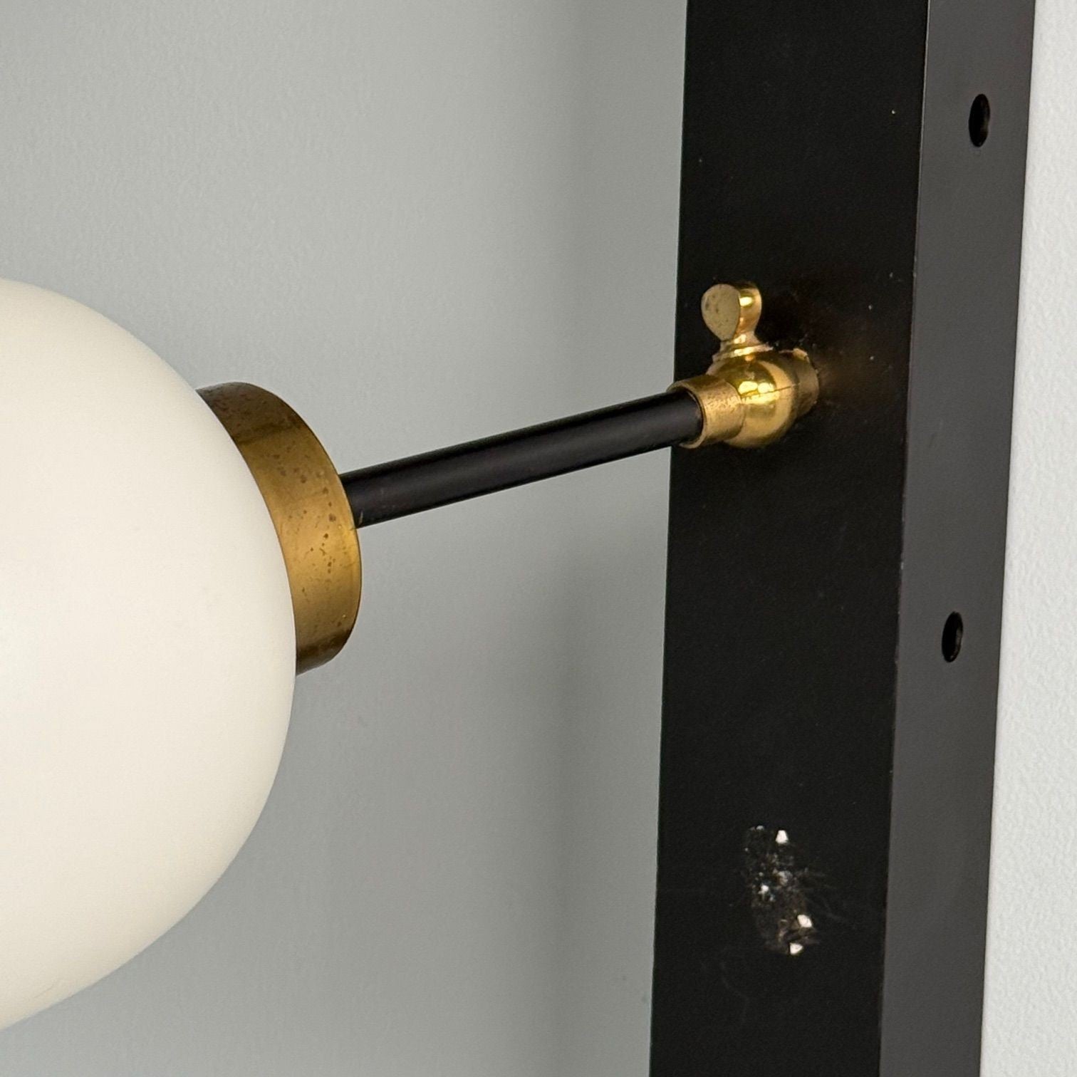 Italian Mid-Century Modern, Three Light Wall Sconce, Painted Metal, Glass, 1950s