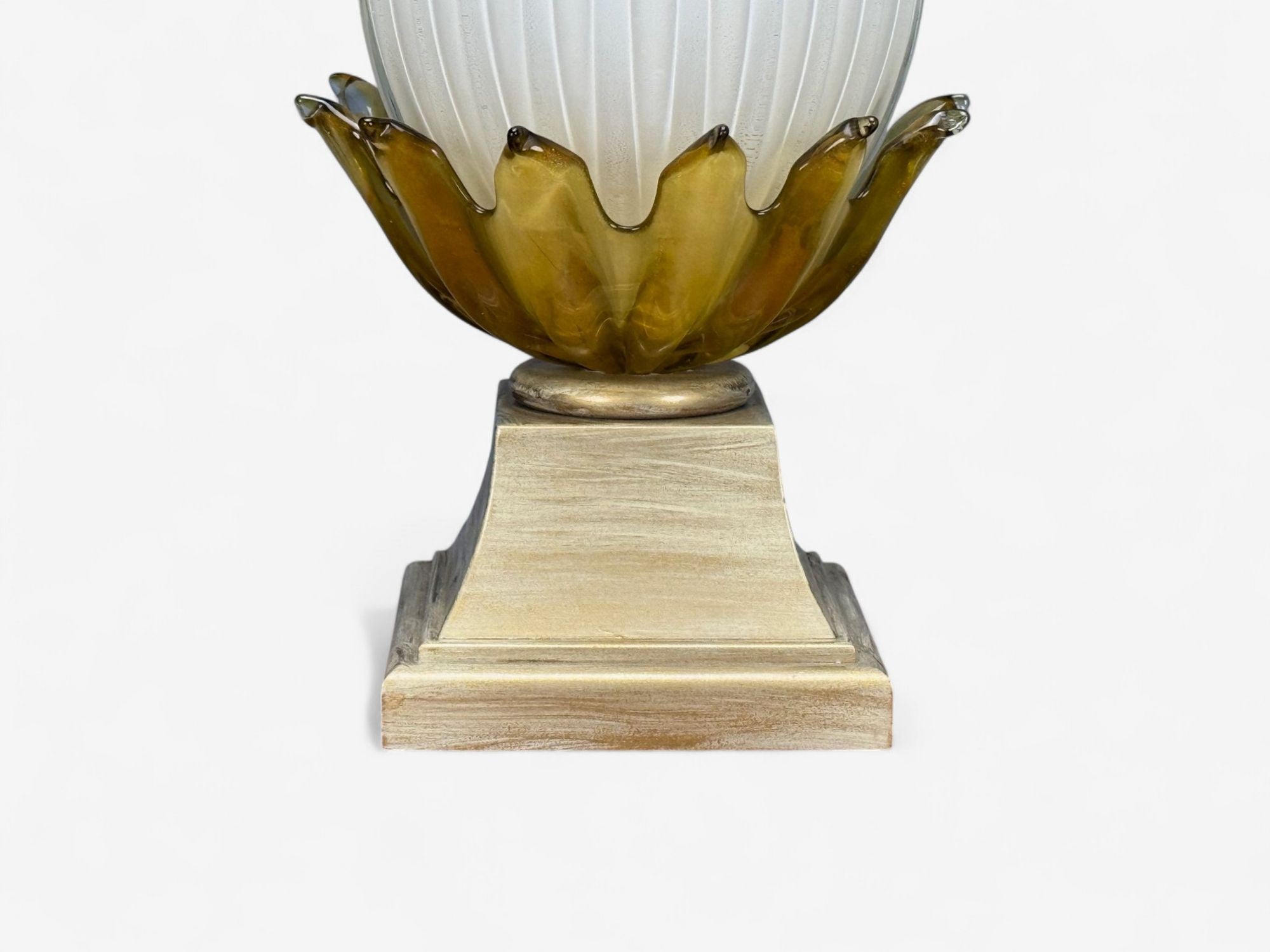 Italian Modern, Murano Glass, Wood, Large Table Lamps, Italy, 1940s