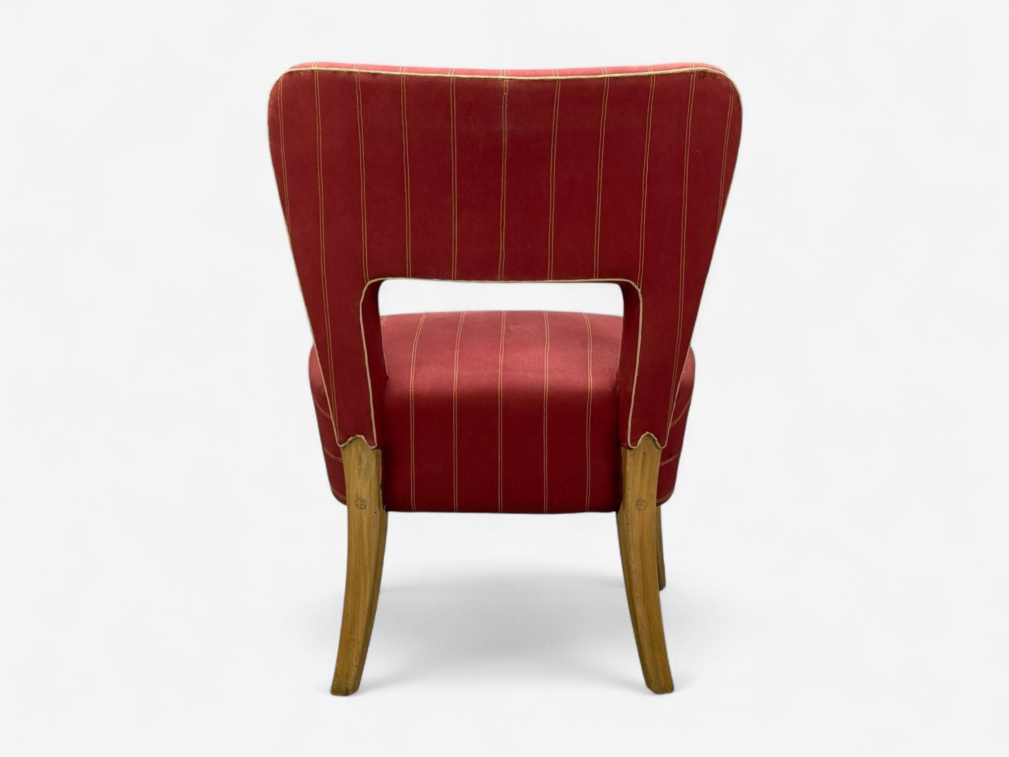 Pier Luigi Colli, Maple, Red Fabric, Low Lounge Chairs, Italy, 1950s