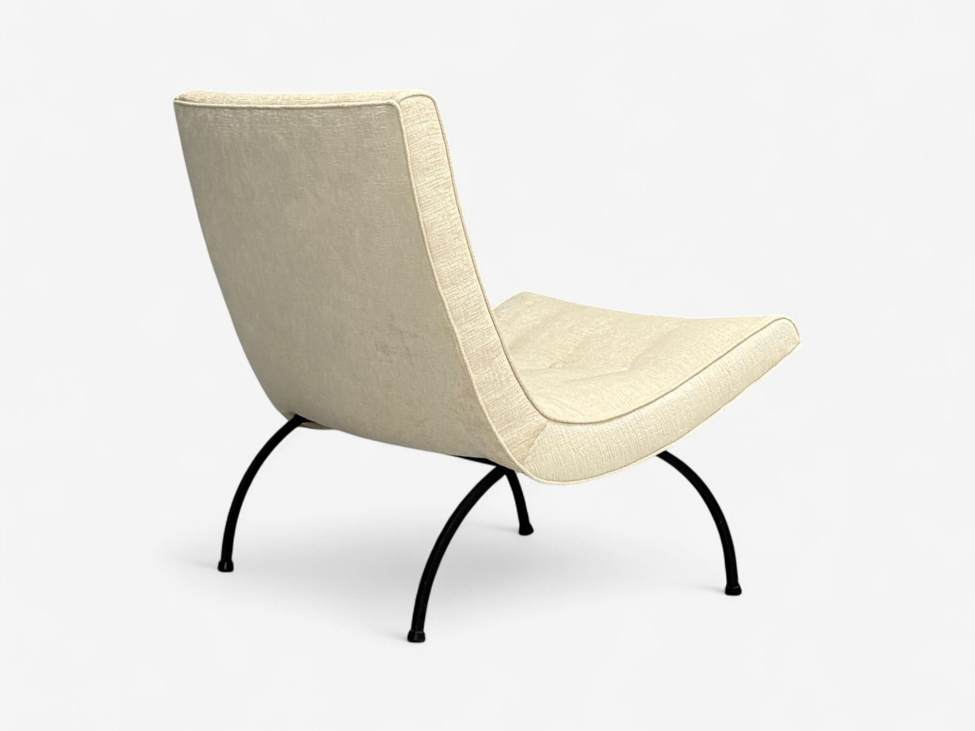 Milo Baughman, Iron, Fabric, Scoop Chair, USA, 1950s