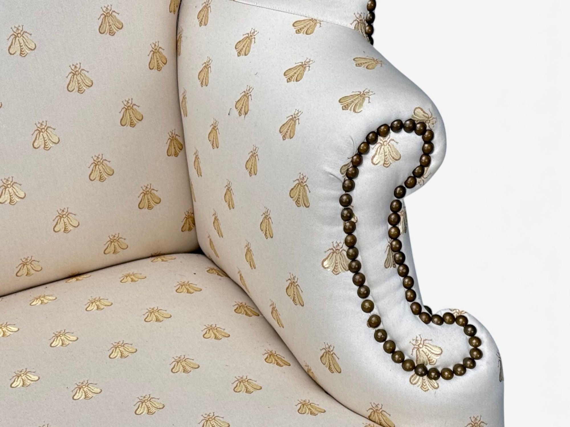 Queen Anne , Scalamandre Fabric, Mahogany, Wingback Chair, England, 19th c.