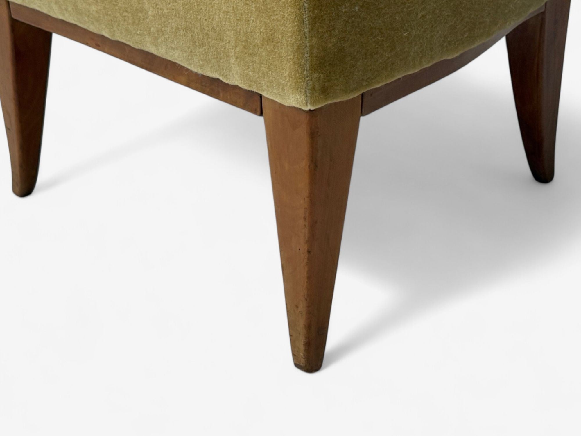 Guglielmo Pecorini, Stained Wood, Camel Mohair, Low Lounge Chair, Italy, 1950s