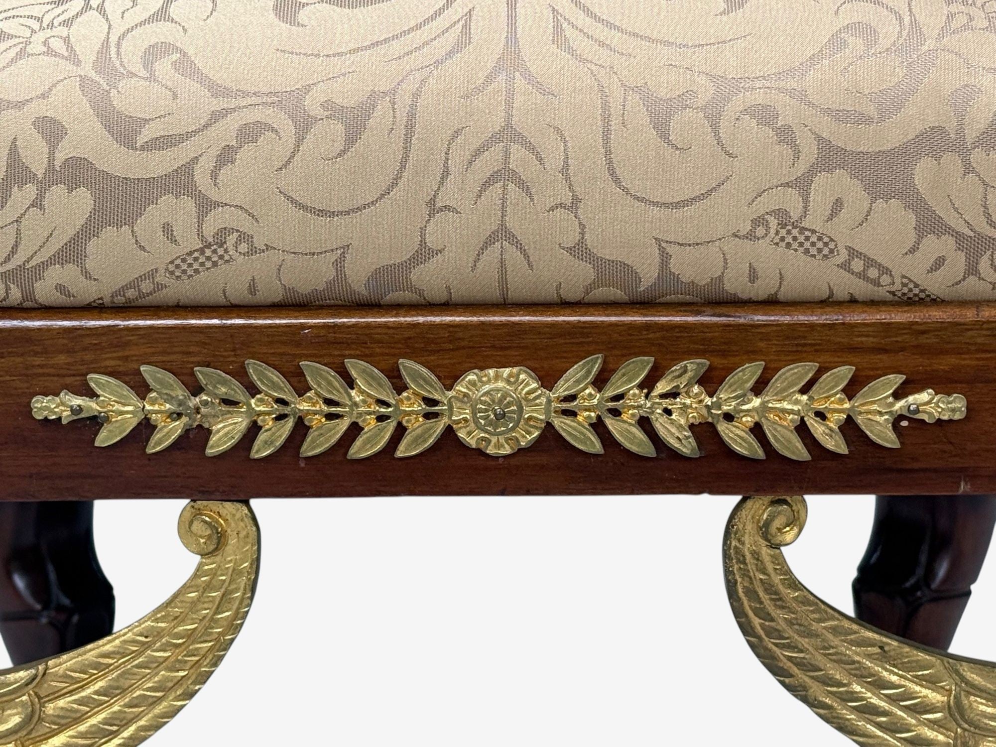 French Empire Revival, Bronze, Mahogany, Fabric, Footstool, France, 19th c.