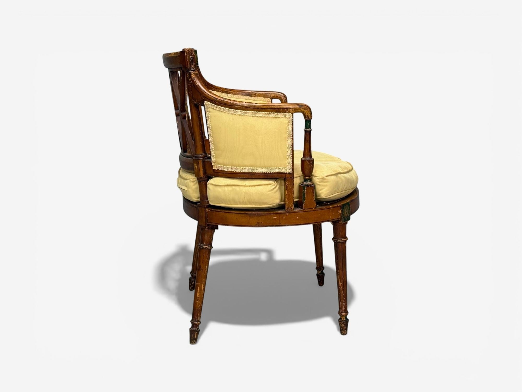 Adams Style, Chair and Ottoman, Painted Wood, Fabric, USA, 1930s