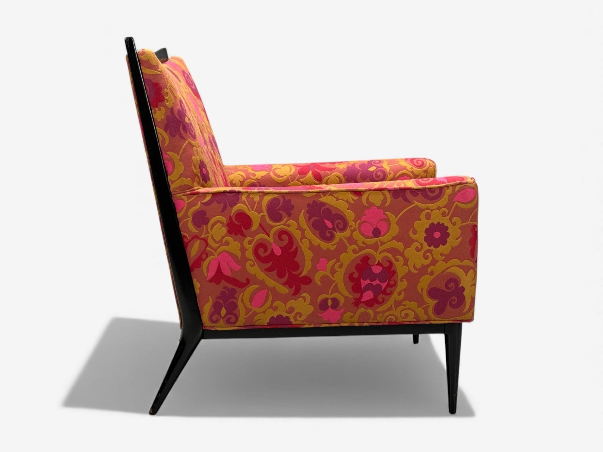 Paul McCobb, Ebonized Wood, Fabric, Lounge Chairs, USA, 1950s