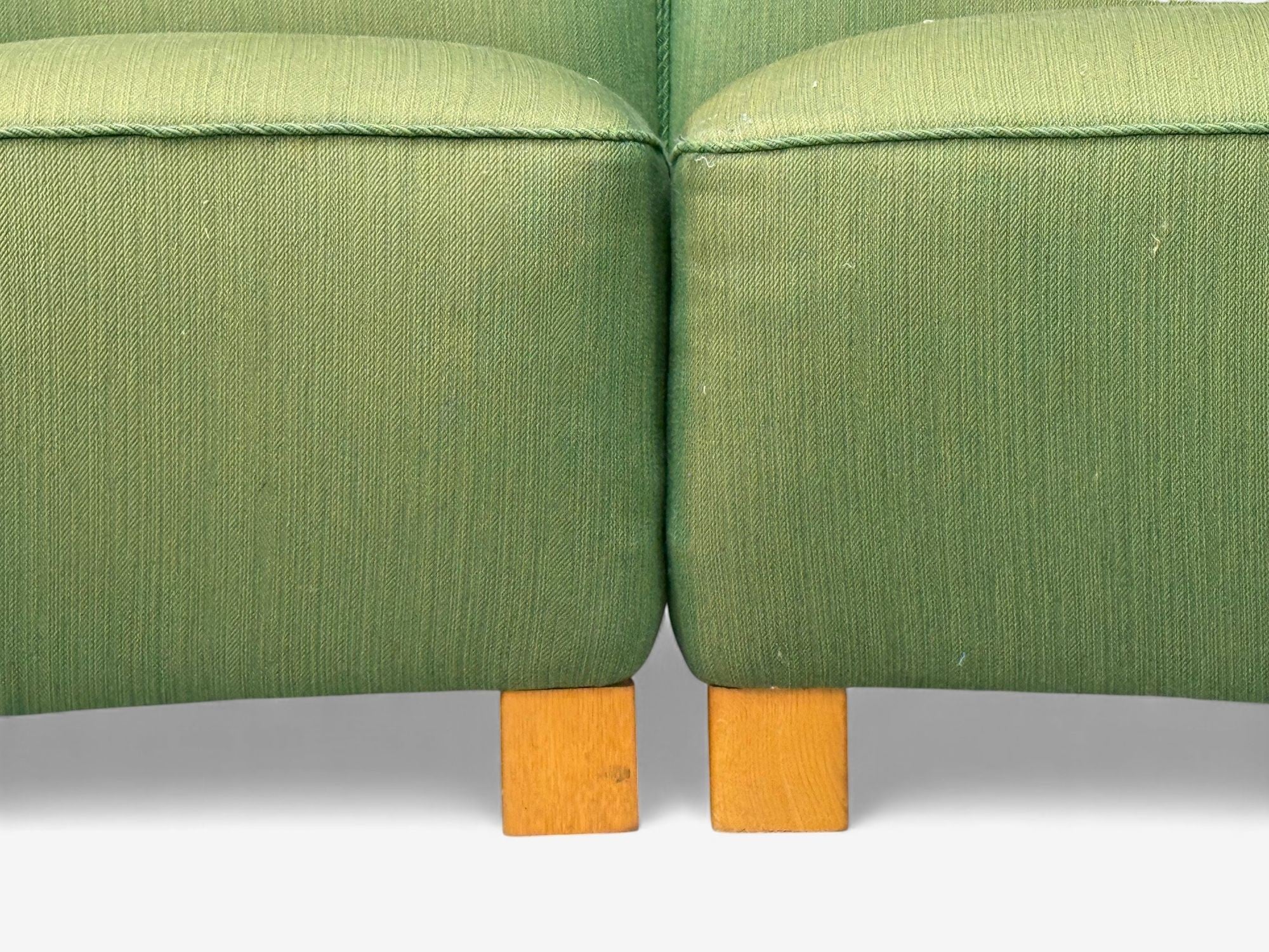Danish Cabinetmaker, Fabric, Wood, Monumental Banana Sofa, Denmark, 1960s