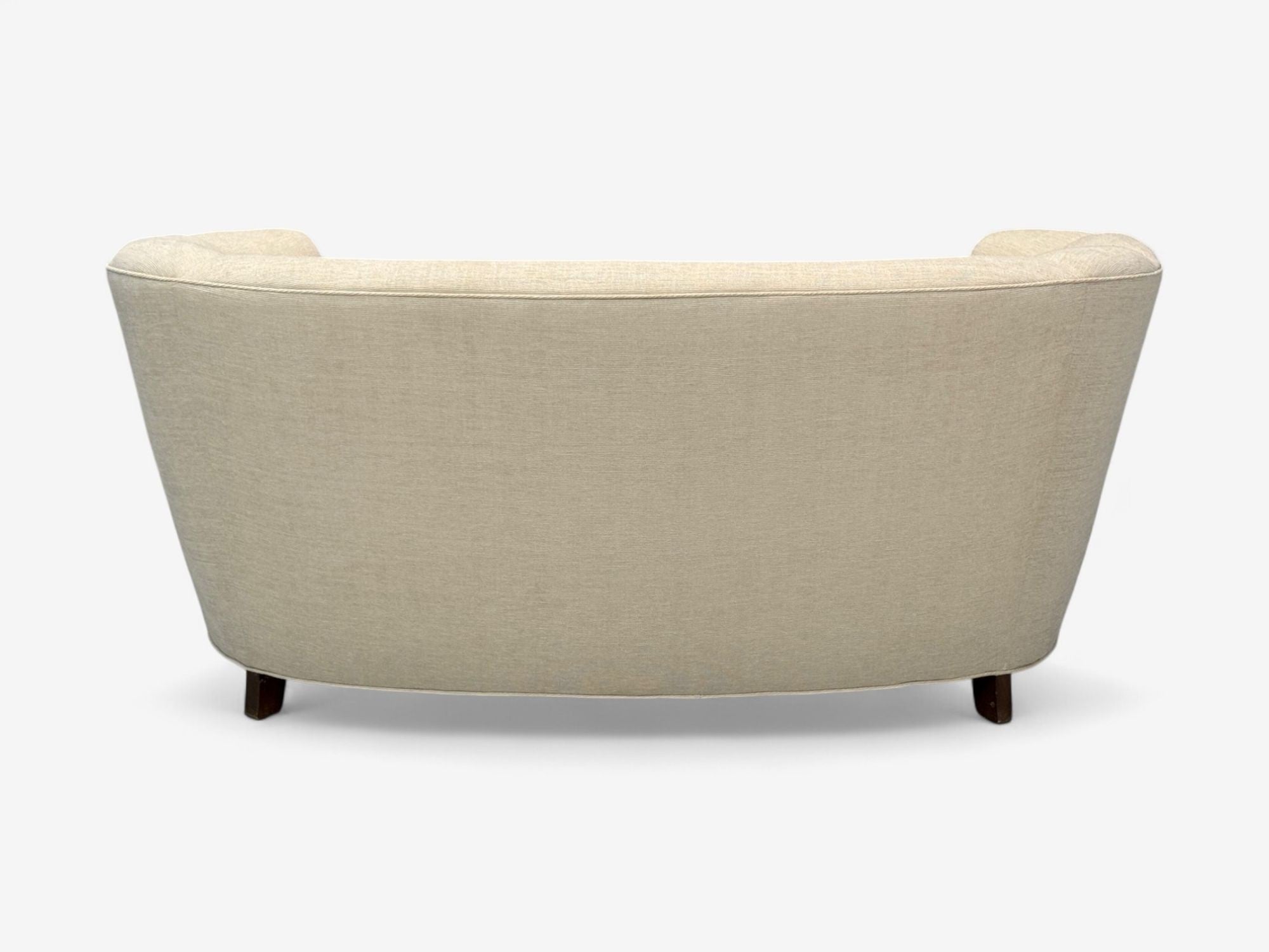 Danish Modern, Beige Fabric, Oak, Banana Sofa, Denmark, 1940s