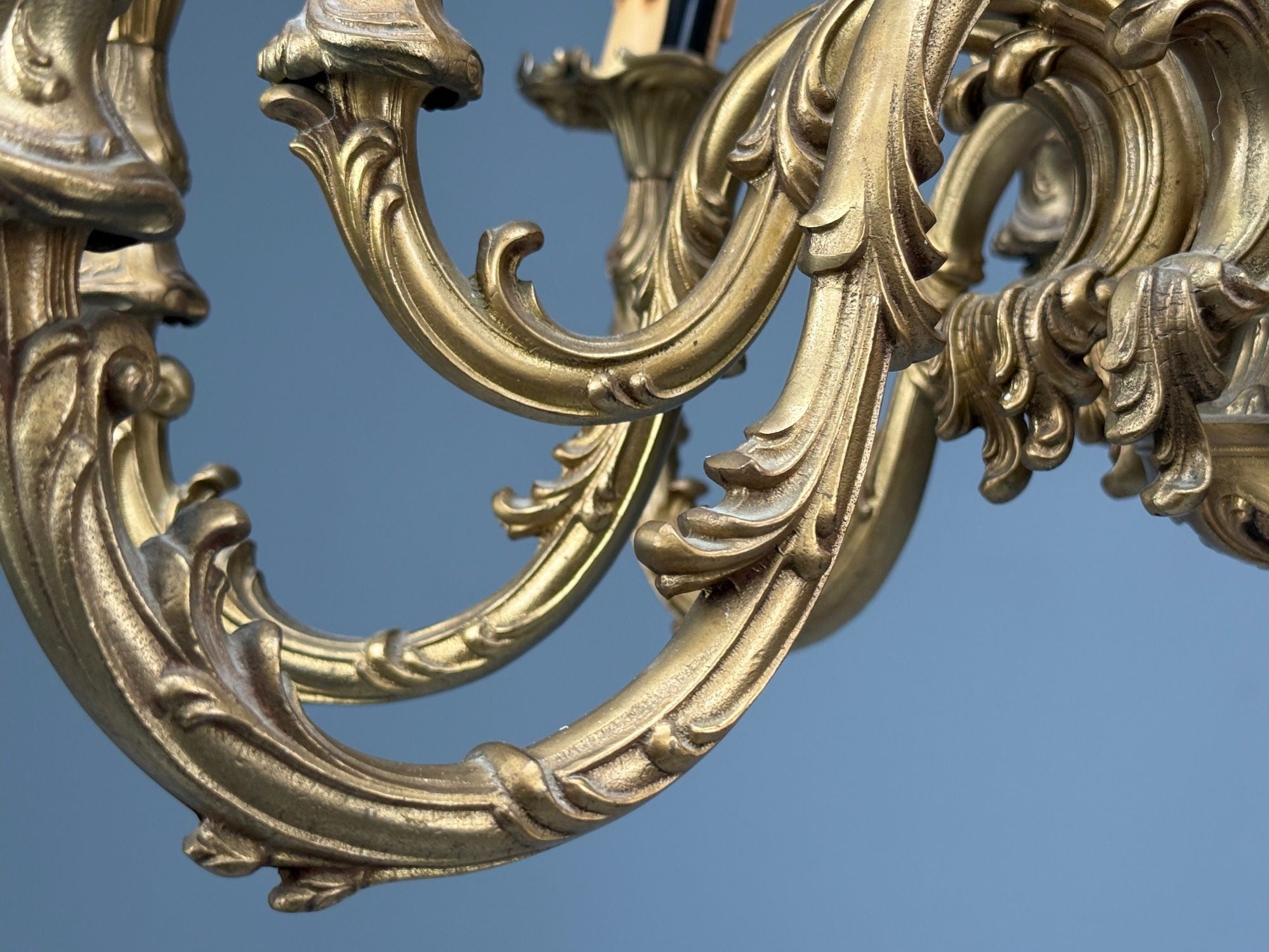 Baroque, Scroll Form Chandelier, Dore Bronze, France, 19th/20th Century