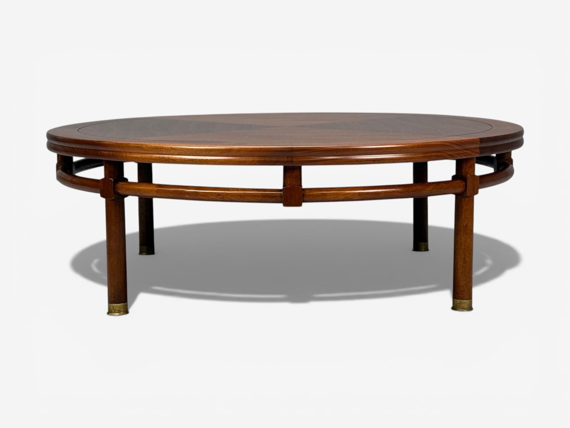 T.H. Robsjohn-Gibbings, Round Coffee Table, Brass, Walnut, USA, 1960s