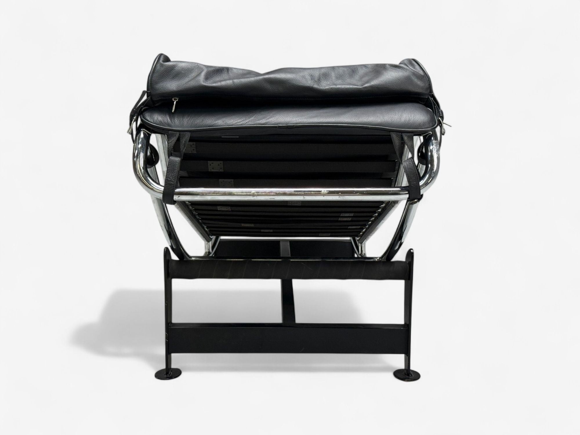 Le Corbusier Style, Mid-Century Modern, Black Leather, Chaise Lounge, 20th C.